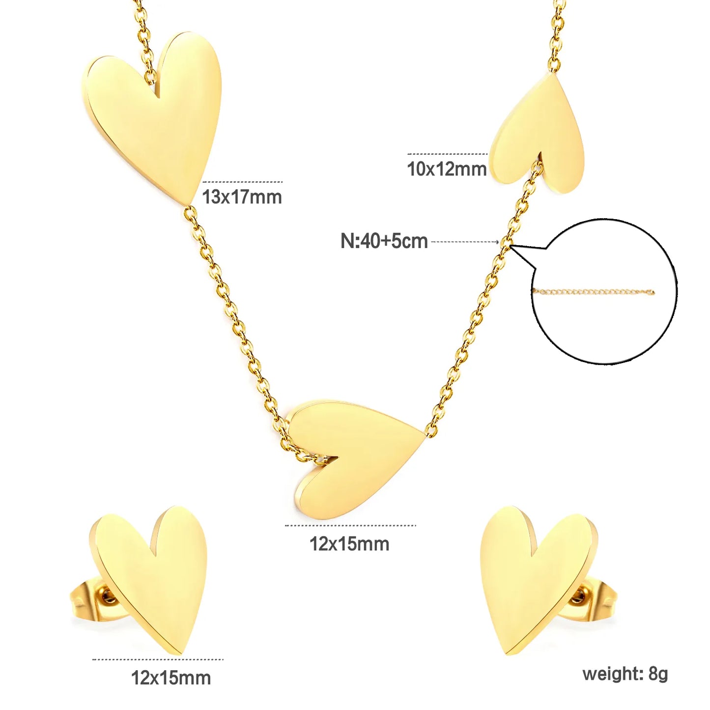 ✨ 18K Gold Plated 40+5cm Amber gemstone Jewelry Set Wholesale (MOQ 12+) | Stainless Steel Necklace & Earrings 🌍 | Hypoallergenic Luxury Gift Set