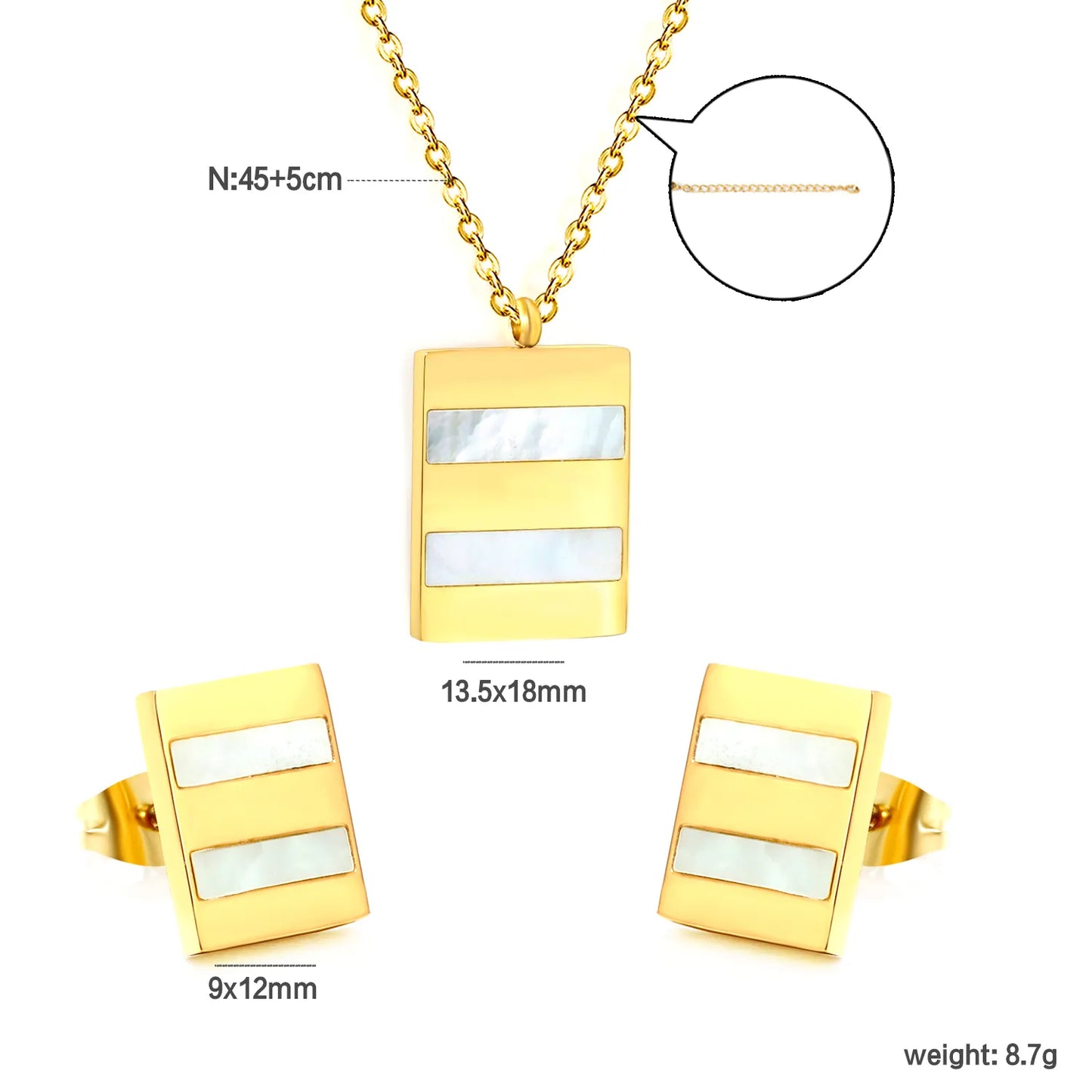 ✨ 18K Gold Plated Rectangle Jewelry Set Wholesale (MOQ 12+) | Stainless Steel Necklace & Earrings 🌍 | Hypoallergenic Luxury Gift Set