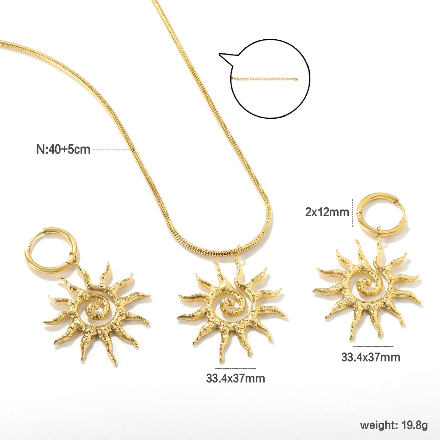 ✨🌞 18K Gold Bohemian Style Jewelry Set Wholesale (MOQ 12+) | Stainless Steel Necklace & Earrings 🌍 | Hypoallergenic Luxury Gift Set