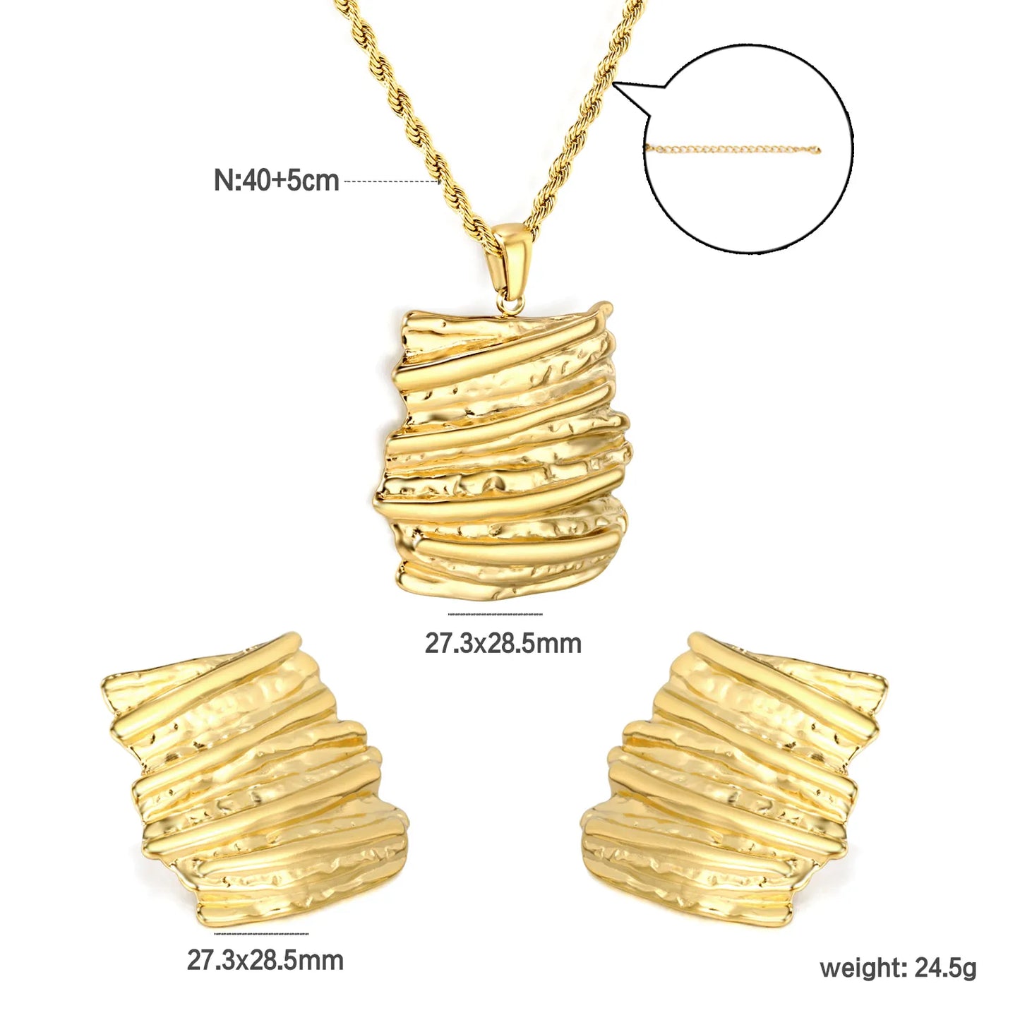 ✨ 18K Gold plated 40+5cm Jewelry Set Wholesale (MOQ 12+) | Stainless Steel Necklace & Earrings 🌍 | Hypoallergenic Luxury Gift Set