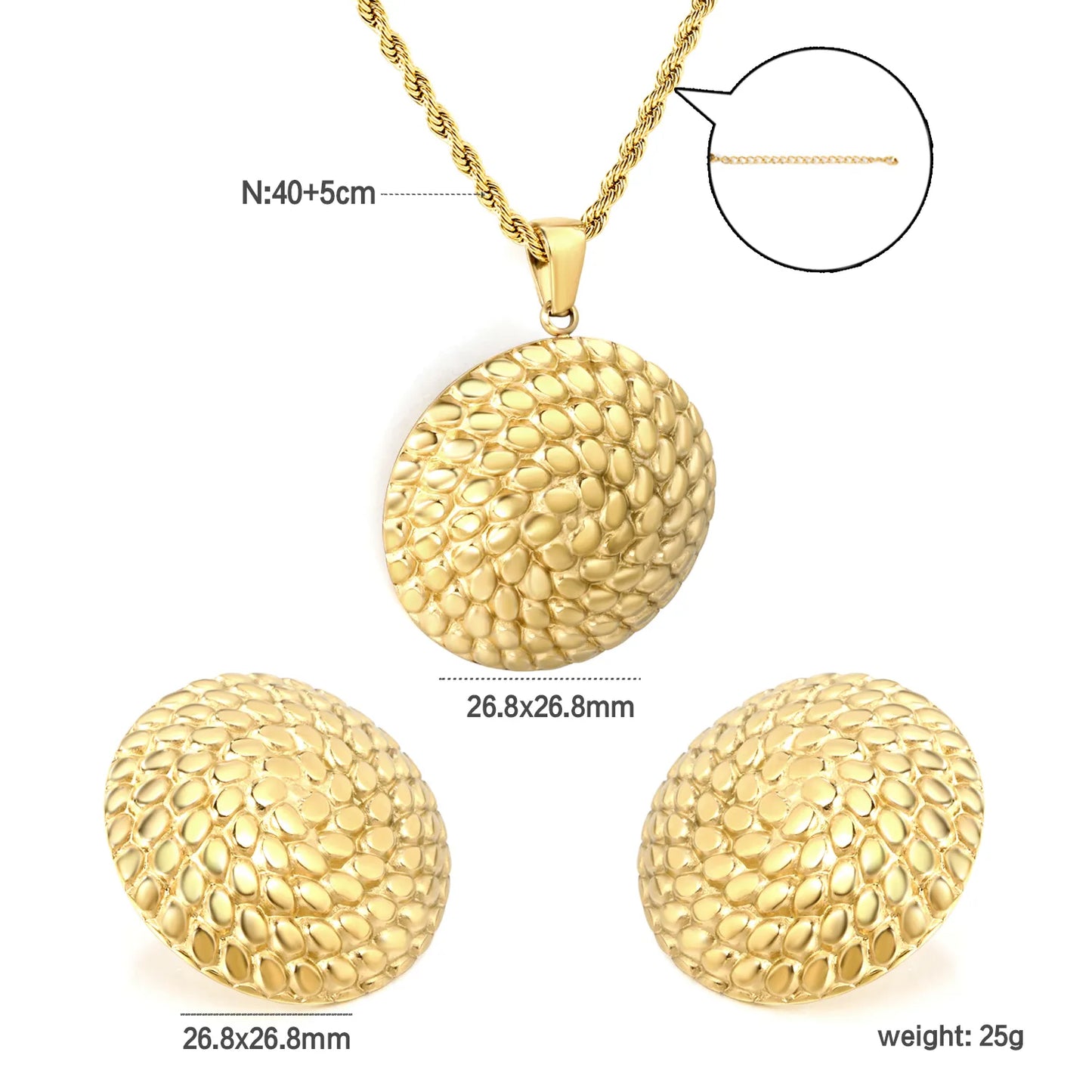 ✨ 18K Gold plated 40+5cm Jewelry Set Wholesale (MOQ 12+) | Stainless Steel Necklace & Earrings 🌍 | Hypoallergenic Luxury Gift Set