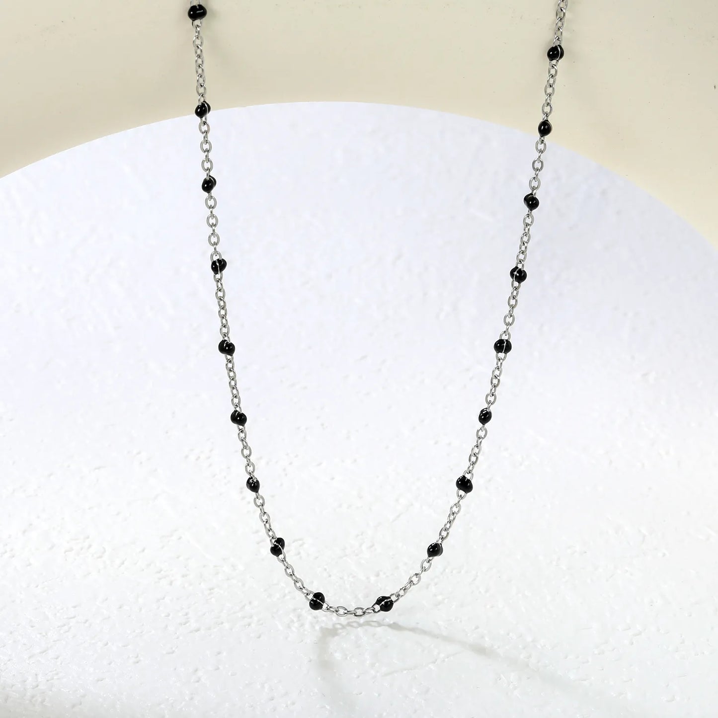 ✨Black Resin Cross Pendant Necklace 0.4mm Chain 40+5cm | Stainless Steel Silver/Gold | Gothic Jewelry Wholesale