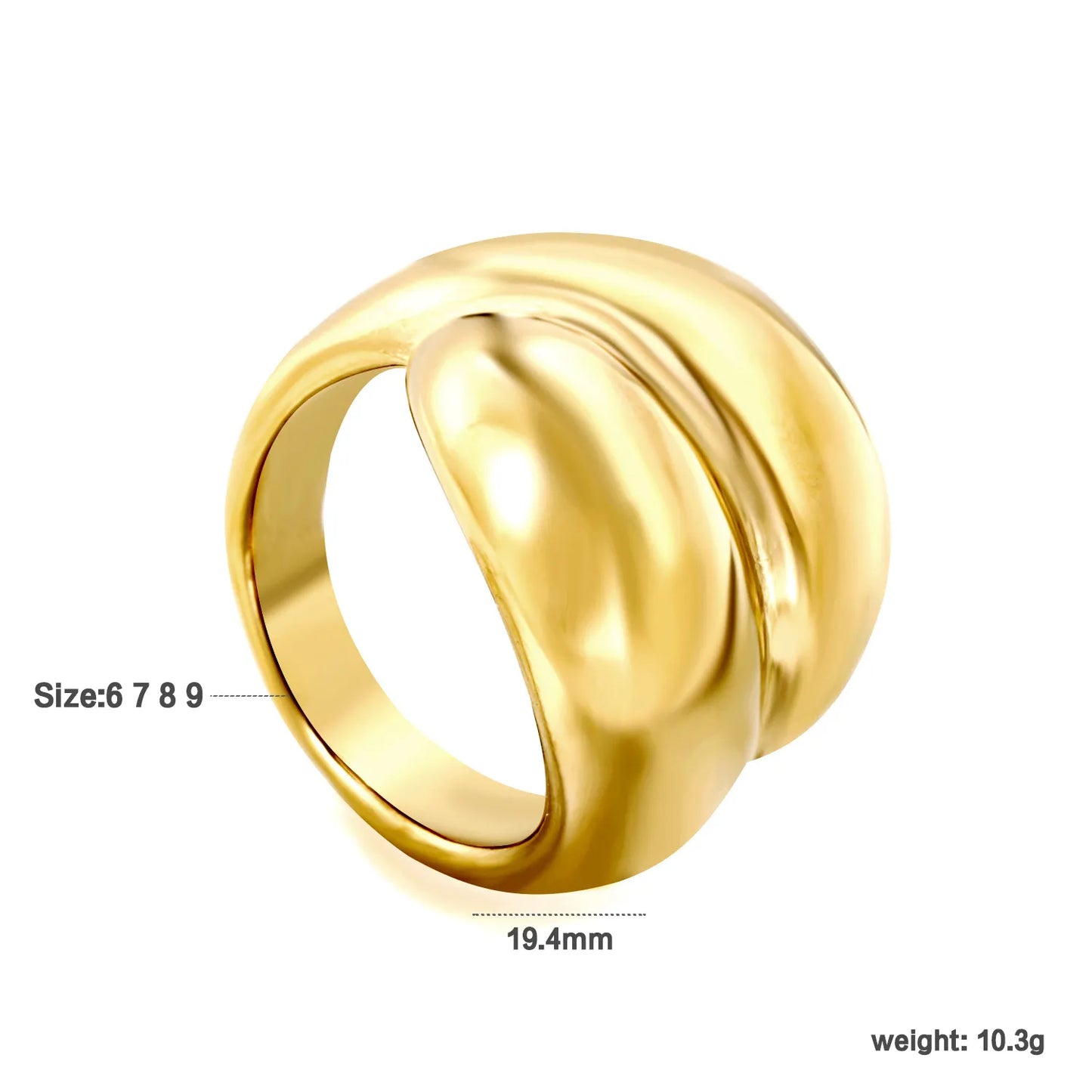 13.1mm-19.4mm 18k gold plated Stainless Steel Rings Wholesale (MOQ 12+) | Hypoallergenic Fashion Rings 🌍 | Tarnish-Free