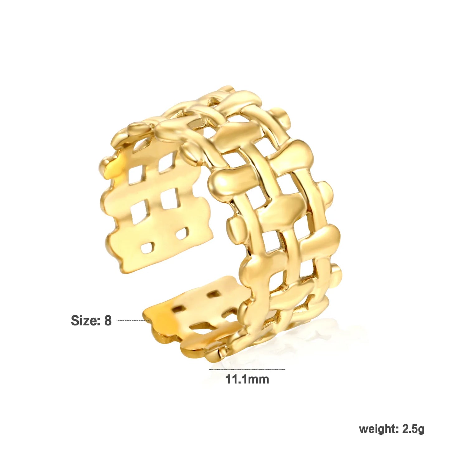 PVD 18k gold Adjust Size Stainless Steel Rings Wholesale (MOQ 12+) | Hypoallergenic Fashion Rings 🌍 | Tarnish-Free