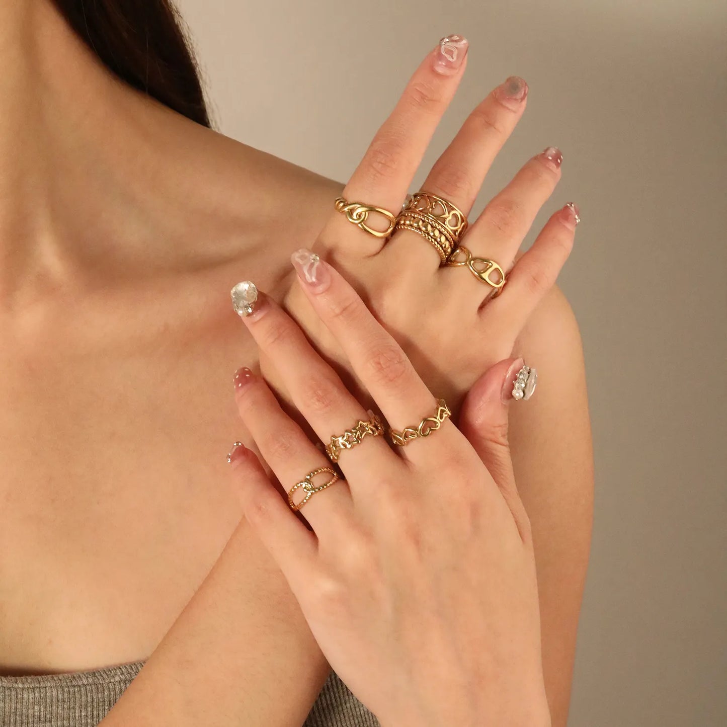 18k gold plated Adjust Size Stainless Steel Rings Wholesale (MOQ 12+) | Hypoallergenic Fashion Rings 🌍 | Tarnish-Free