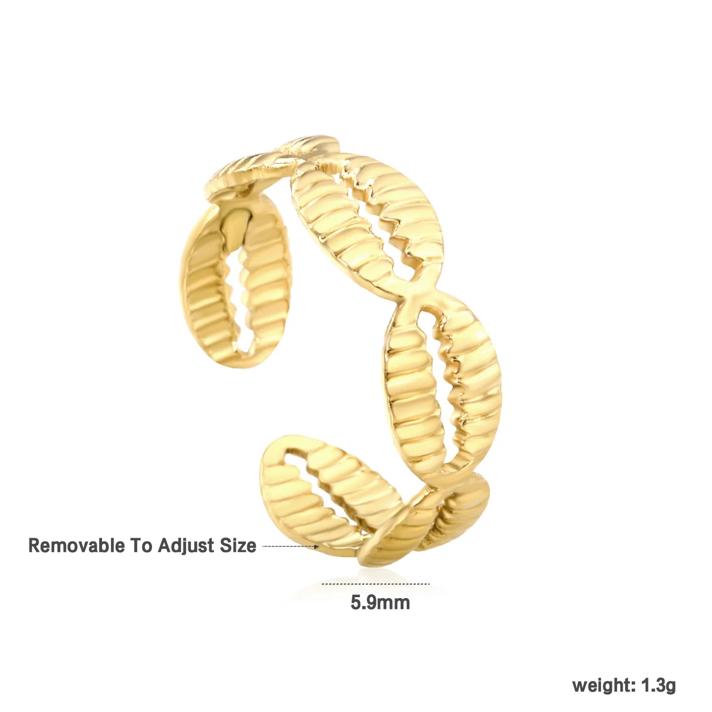 18k gold plated Removable To Adjust Size Stainless Steel Rings Wholesale (MOQ 12+) | Hypoallergenic Fashion Rings 🌍 | Tarnish-Free
