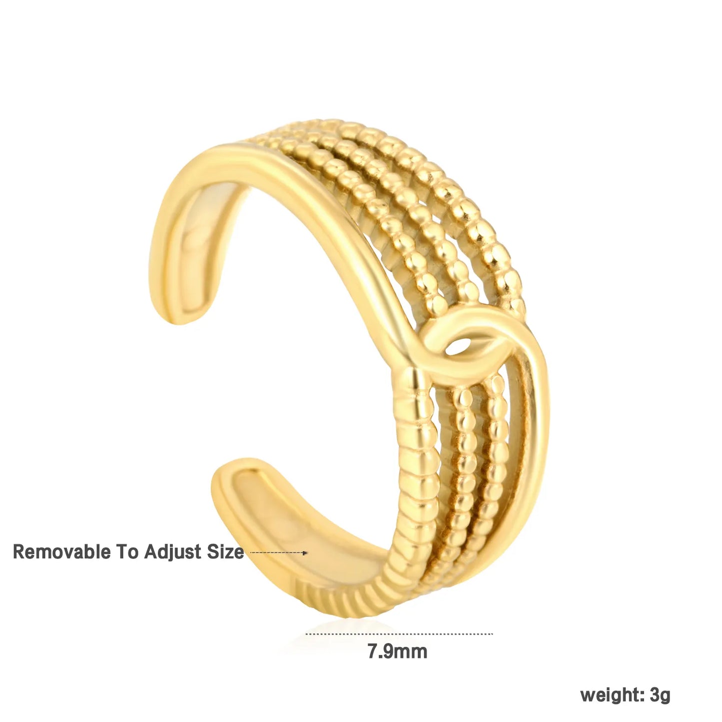 18k gold plated Removable To Adjust Size Stainless Steel Rings Wholesale (MOQ 12+) | Hypoallergenic Fashion Rings 🌍 | Tarnish-Free