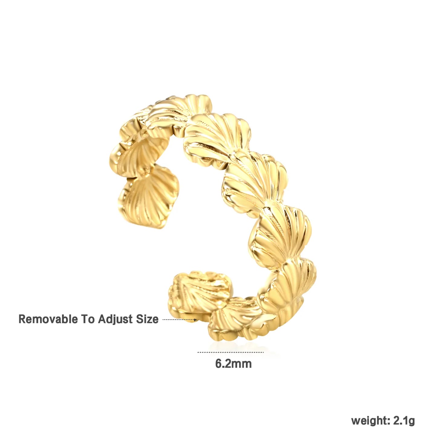 18k gold plated Removable To Adjust Size Stainless Steel Rings Wholesale (MOQ 12+) | Hypoallergenic Fashion Rings 🌍 | Tarnish-Free