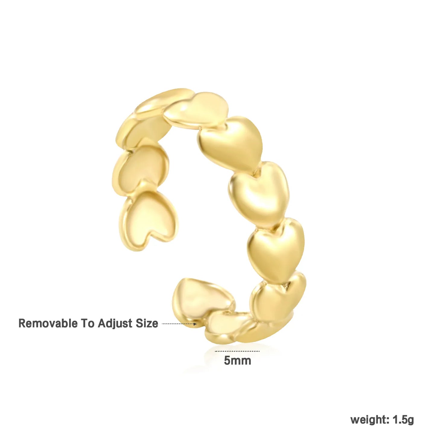 18k gold plated Removable To Adjust Size Stainless Steel Rings Wholesale (MOQ 12+) | Hypoallergenic Fashion Rings 🌍 | Tarnish-Free