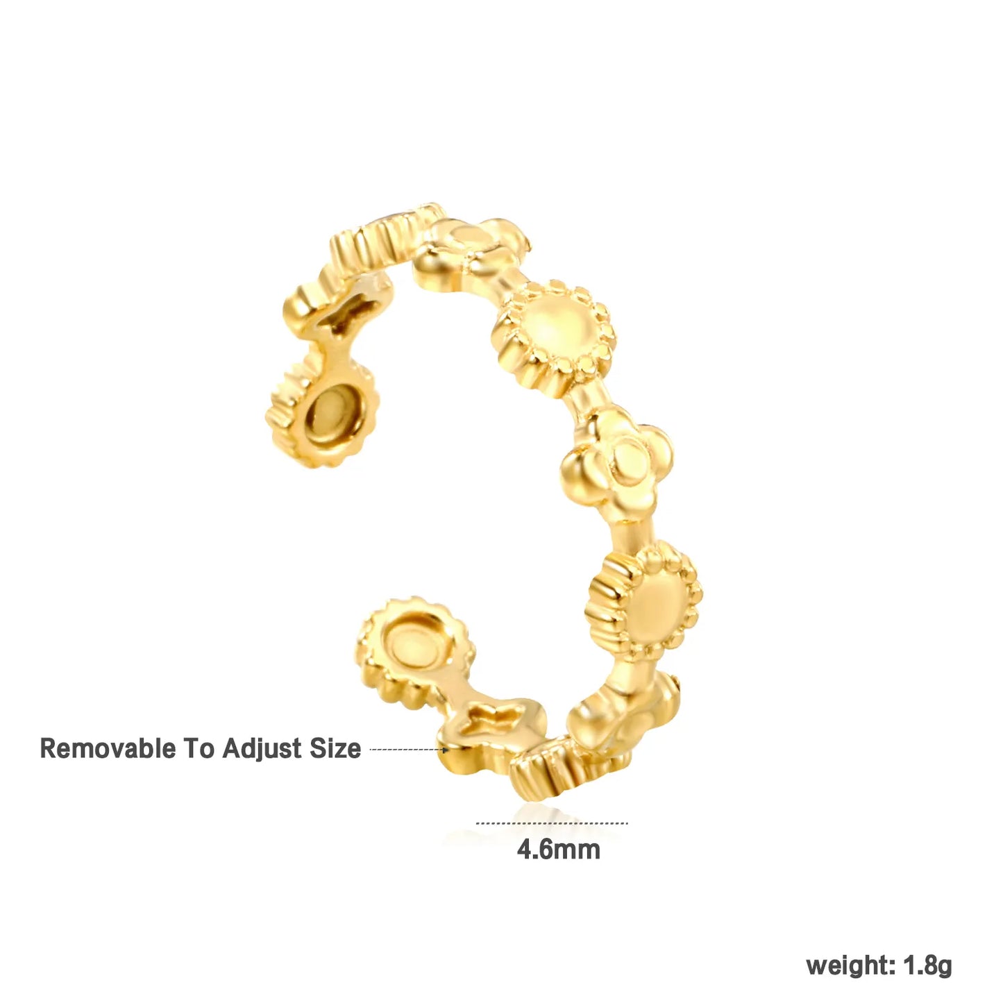 18k gold plated Removable To Adjust Size Stainless Steel Rings Wholesale (MOQ 12+) | Hypoallergenic Fashion Rings 🌍 | Tarnish-Free
