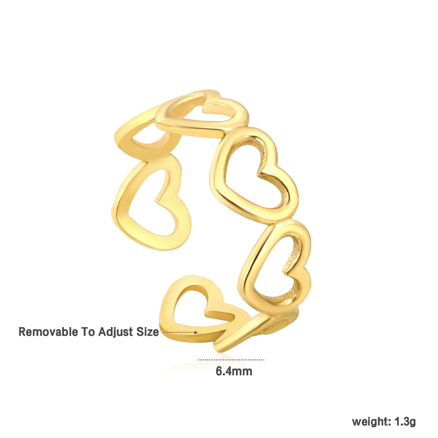 18k gold plated Removable To Adjust Size Stainless Steel Rings Wholesale (MOQ 12+) | Hypoallergenic Fashion Rings 🌍 | Tarnish-Free