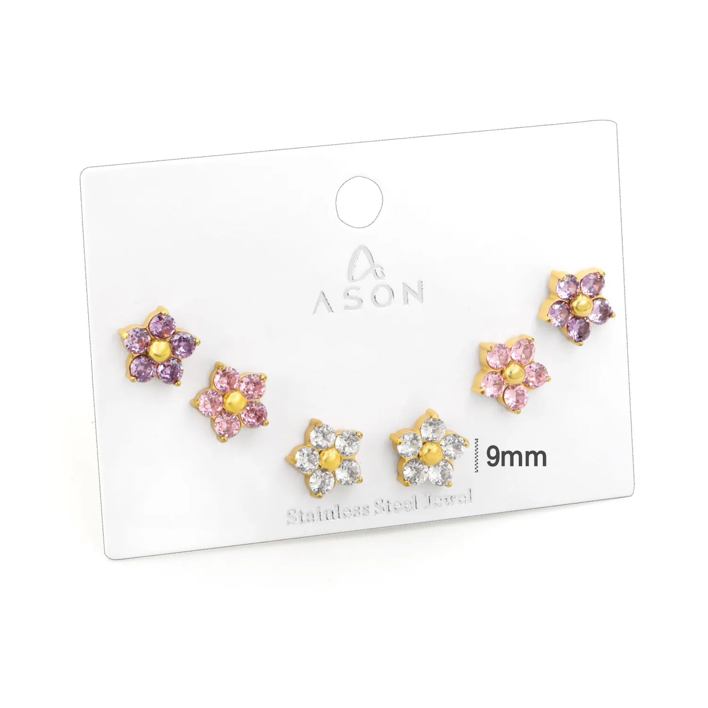 Wholesale Stainless Steel Flower shape Gold Stud Earring With three color – Bulk Wholesale (12+ Pairs) 🌍 EU/US Supplier Trendy & Durable