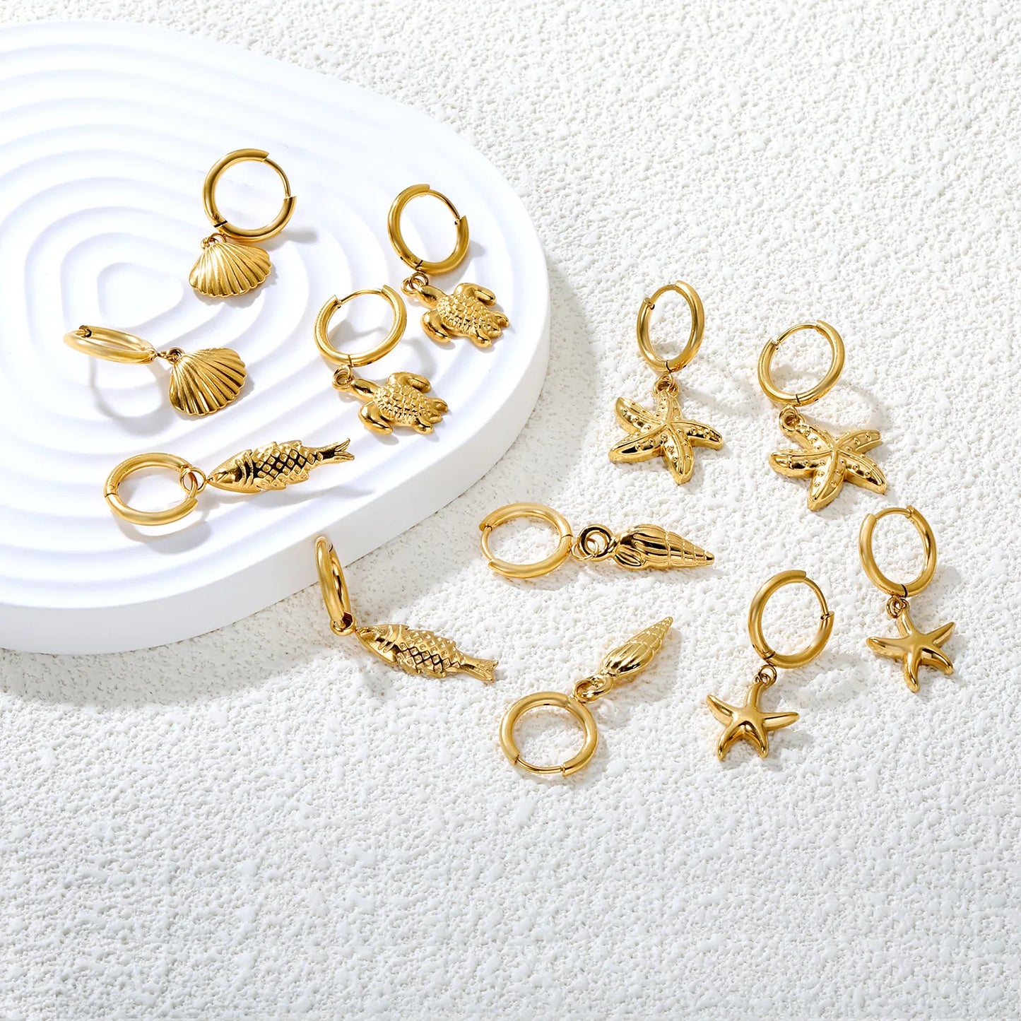 Wholesale 18k PVD gold Stainless Steel Hypoallergenic Ocean Series Drop Earrings – Bulk Wholesale (12+ Pairs) 🌍 EU/US Supplier Trendy & Durable