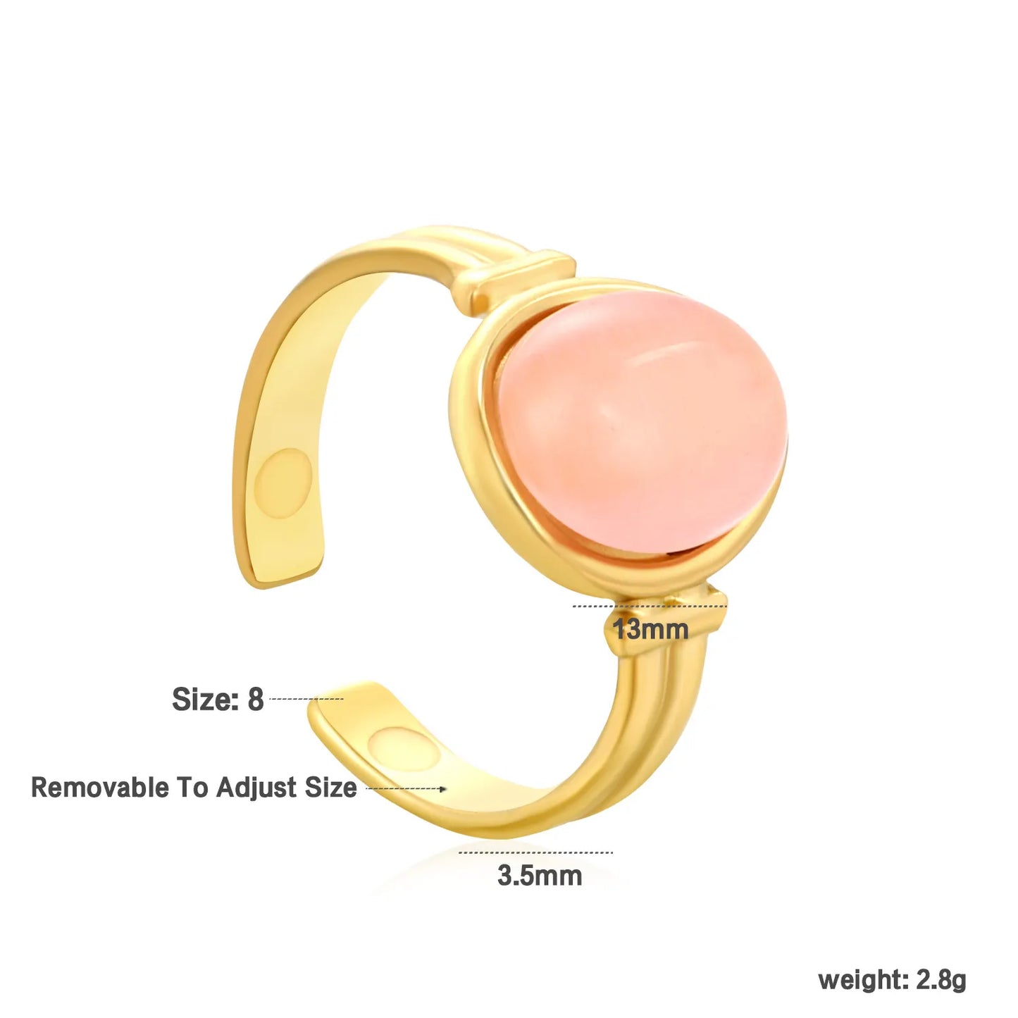 ✨Wholesale Gold-Tone Open Rings: Turquoise, Brown & Pink Cats Eye Stones | 13mm Stackable | Stainless Steel Jewelry Bulk