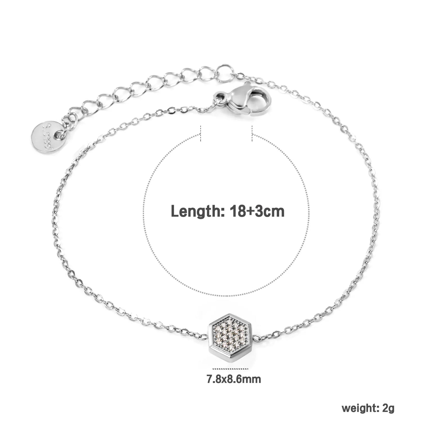 ✨ Wholesale Geometry Charm Bracelet | Mixed Steel Shapes | 21cm 🔗