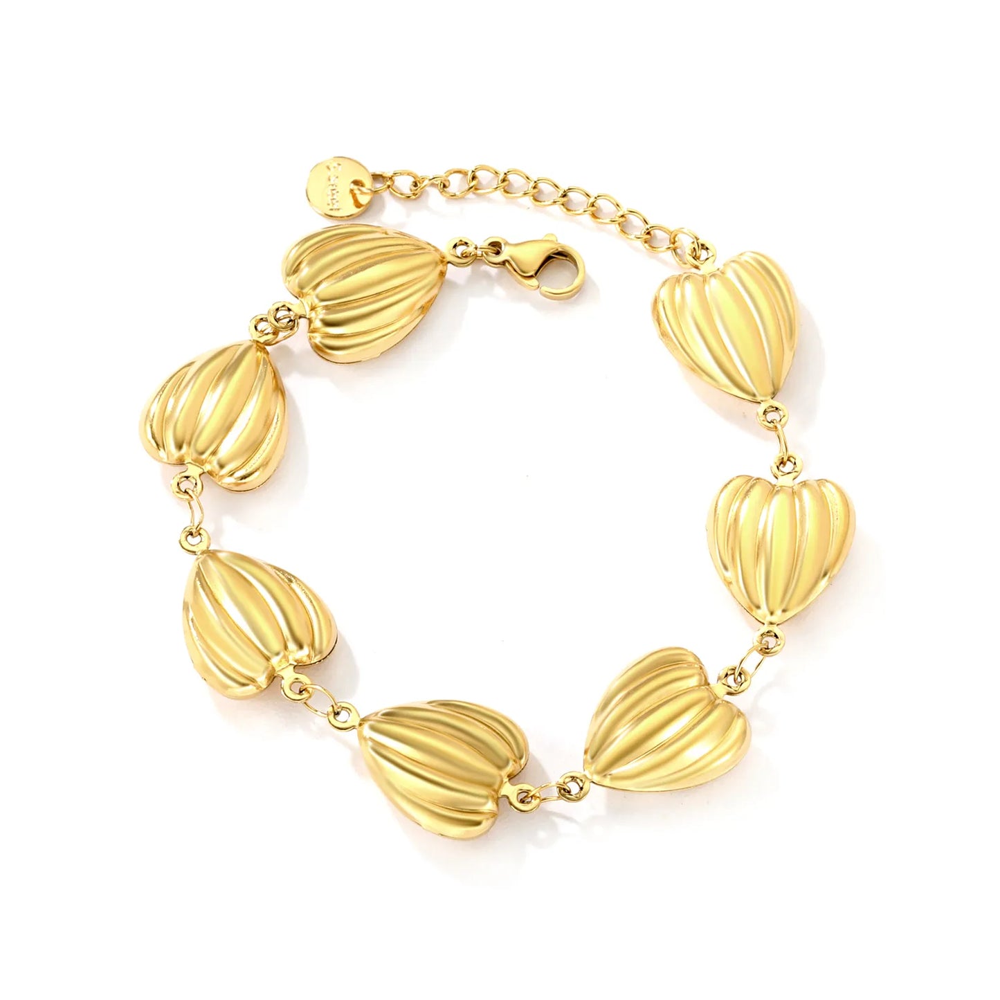 ✨💖Wholesale 7 Hollow Heart Bracelet | 15x14mm Gold Chain 18+3cm