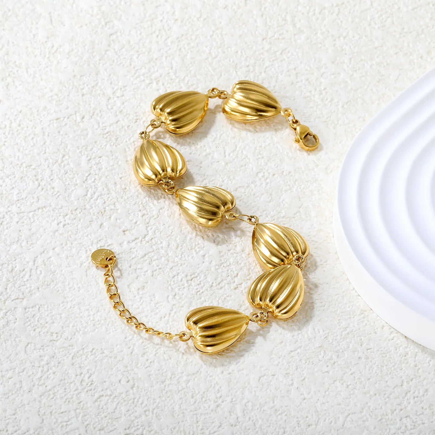 ✨💖Wholesale 7 Hollow Heart Bracelet | 15x14mm Gold Chain 18+3cm