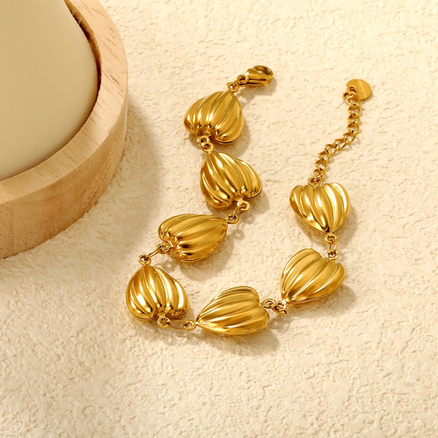 ✨💖Wholesale 7 Hollow Heart Bracelet | 15x14mm Gold Chain 18+3cm