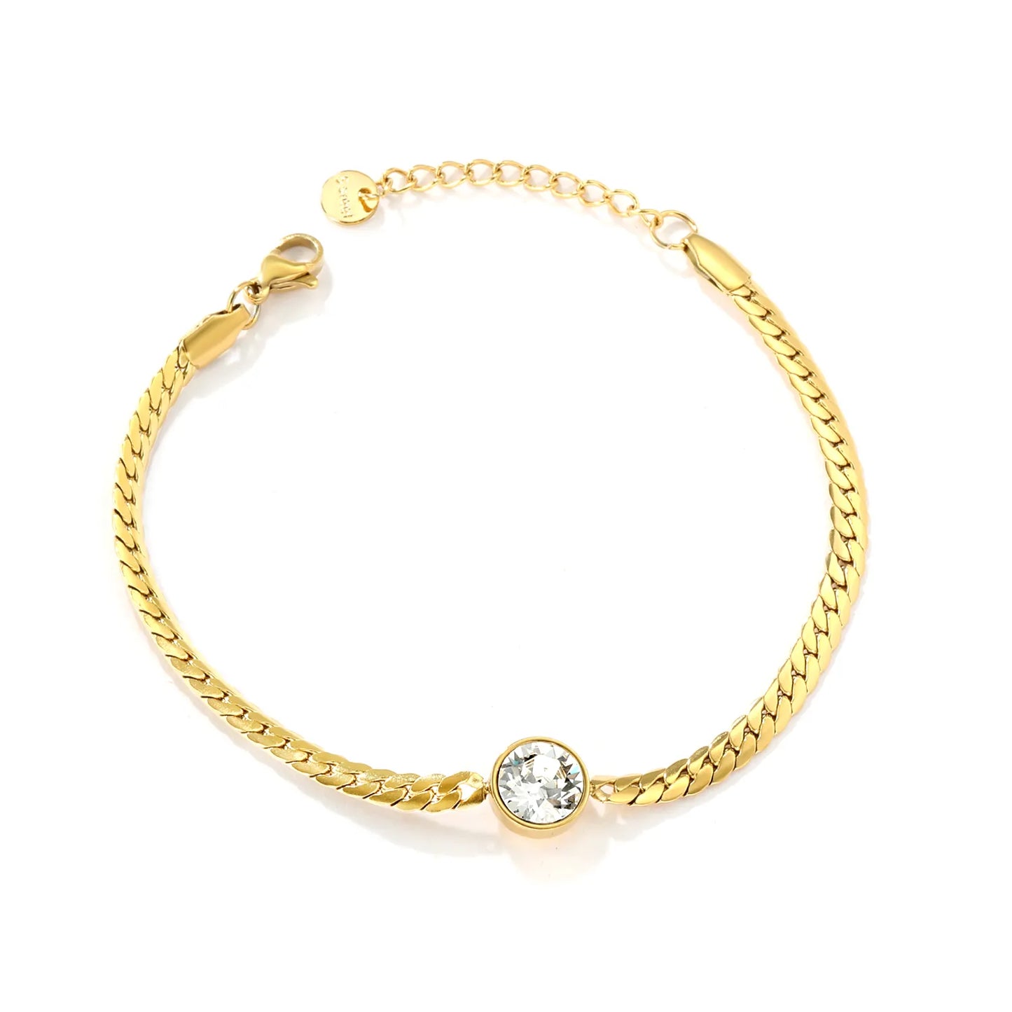 ✨ Wholesale 10mm Swarovski 4.2mm Cuban Chain Bracelet | 18+3cm +6mm Tag Gold