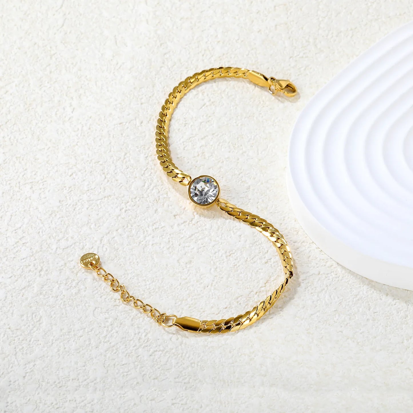 ✨ Wholesale 10mm Swarovski 4.2mm Cuban Chain Bracelet | 18+3cm +6mm Tag Gold