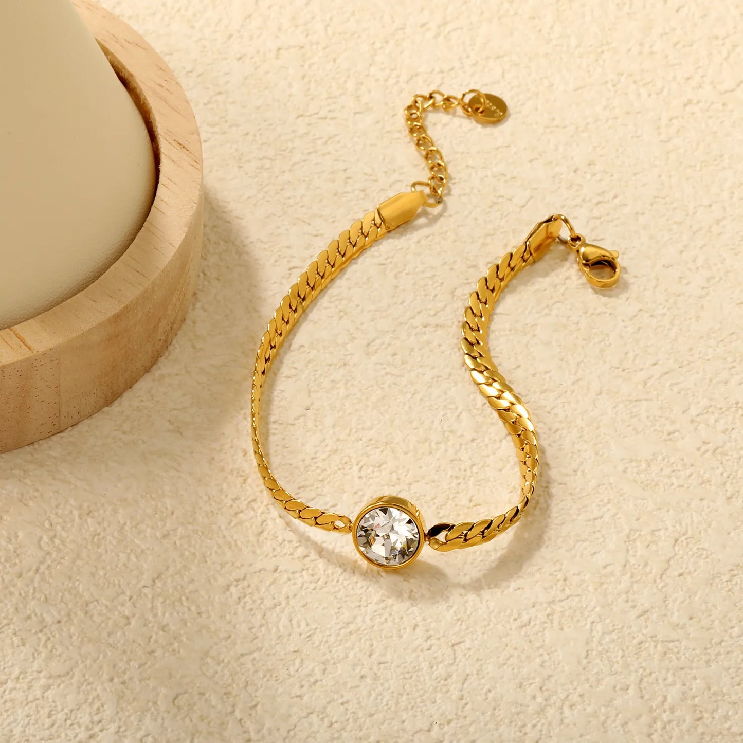 ✨ Wholesale 10mm Swarovski 4.2mm Cuban Chain Bracelet | 18+3cm +6mm Tag Gold