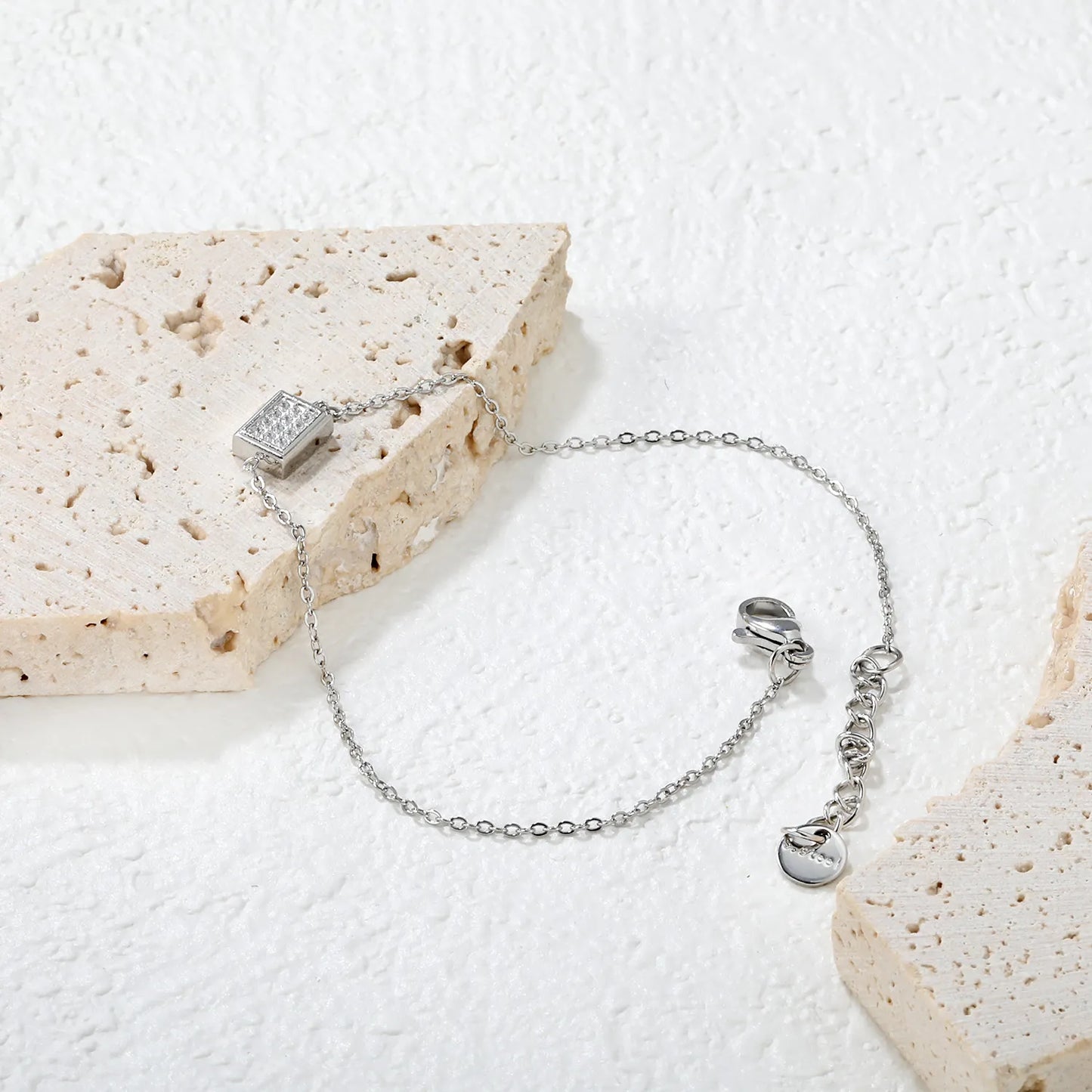 ✨ Wholesale Geometry Charm Bracelet | Mixed Steel Shapes | 21cm 🔗