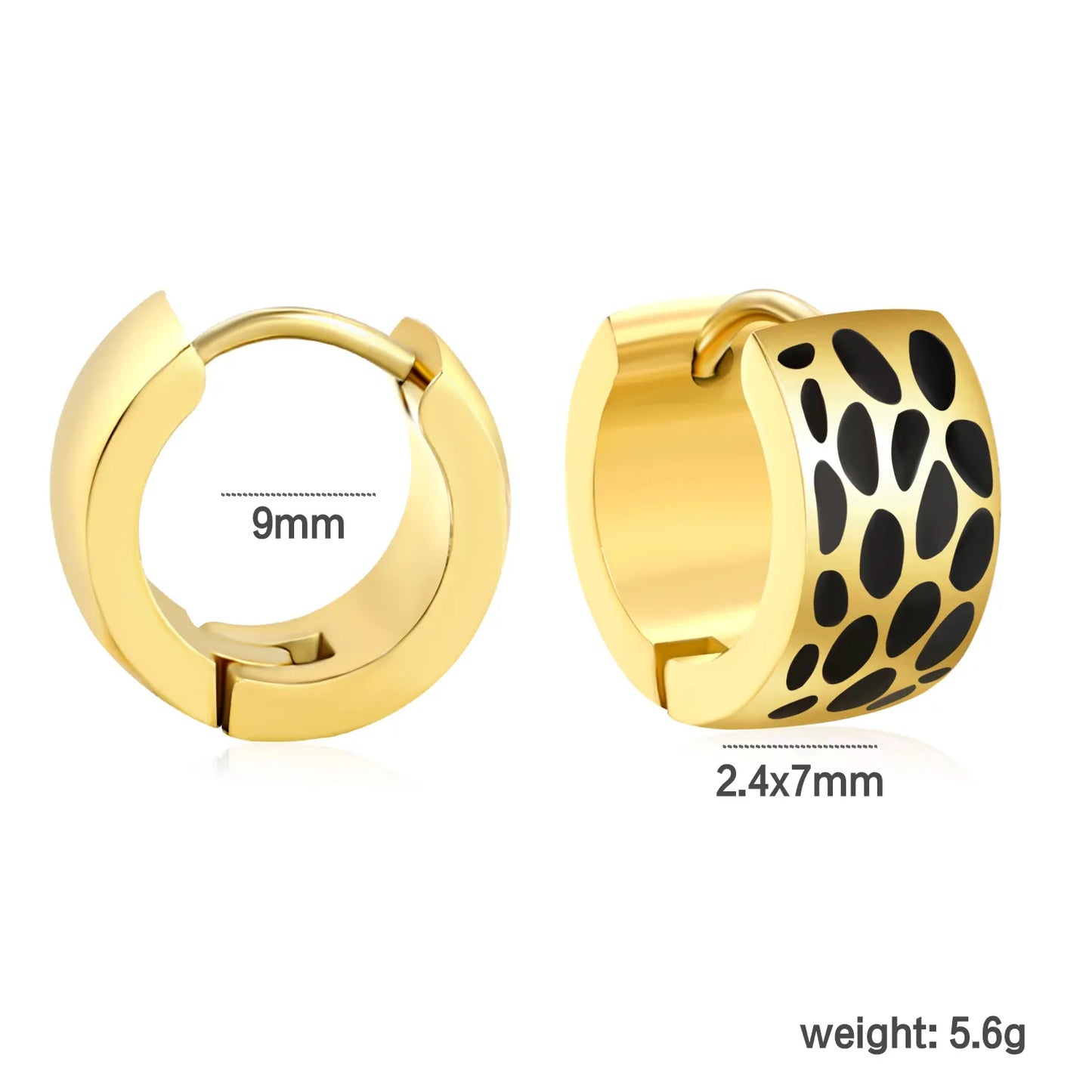 ✨Wholesale 7mm Gold Enamel Drip Ear Cuffs 🐆 | 2.4mm Thick | 9mm Inner Diam | Leopard/Pink/Blue | Stainless Steel Bulk