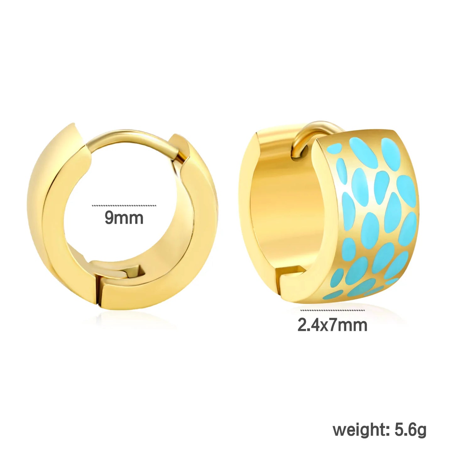✨Wholesale 7mm Gold Enamel Drip Ear Cuffs 🐆 | 2.4mm Thick | 9mm Inner Diam | Leopard/Pink/Blue | Stainless Steel Bulk