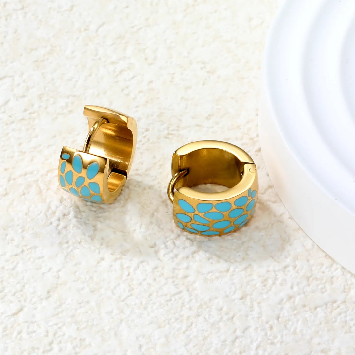 ✨Wholesale 7mm Gold Enamel Drip Ear Cuffs 🐆 | 2.4mm Thick | 9mm Inner Diam | Leopard/Pink/Blue | Stainless Steel Bulk