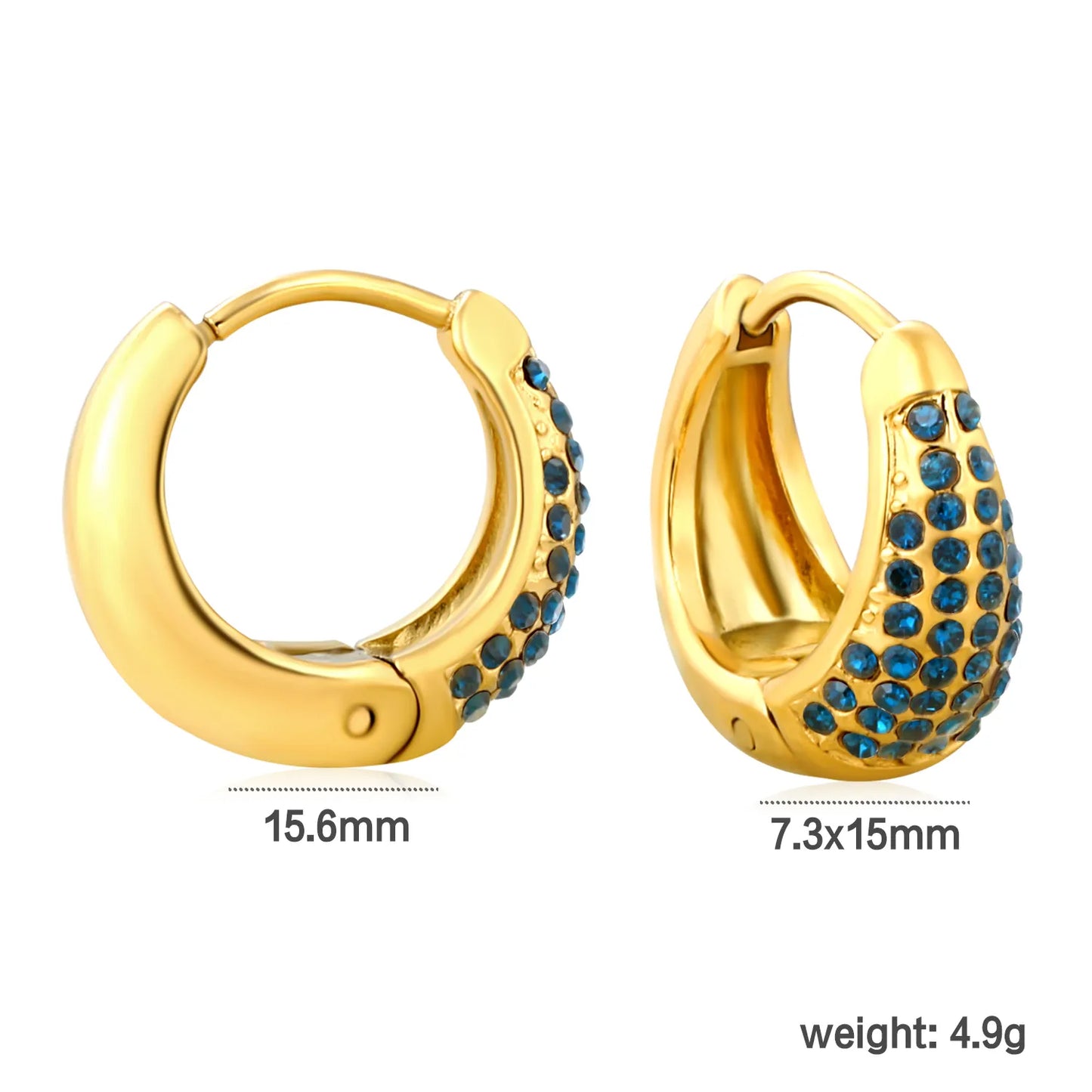 🌈 ✨Wholesale 15.6mm Zircon Ear Clips | 5 Colors Steel/Gold Non-Piercing