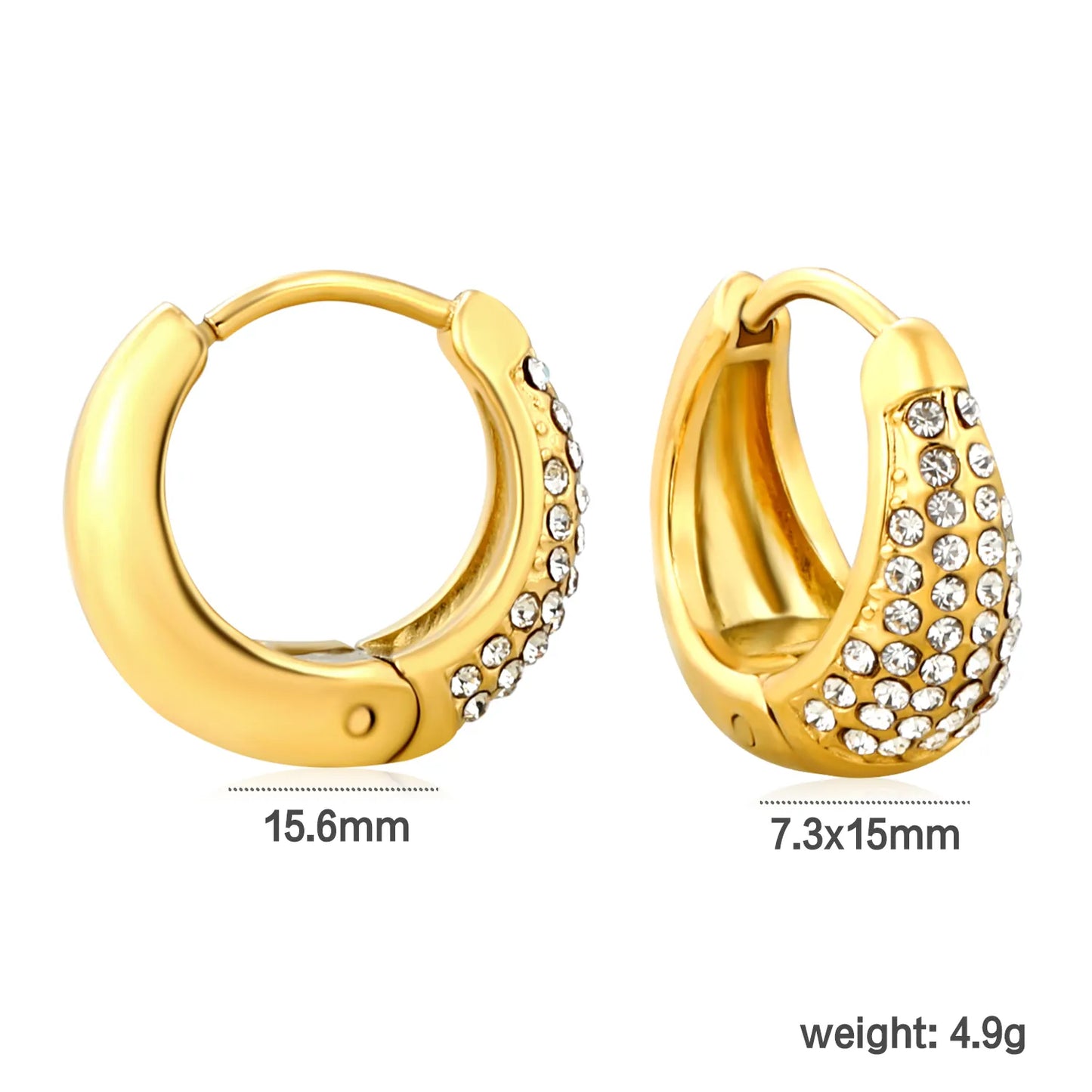 🌈 ✨Wholesale 15.6mm Zircon Ear Clips | 5 Colors Steel/Gold Non-Piercing