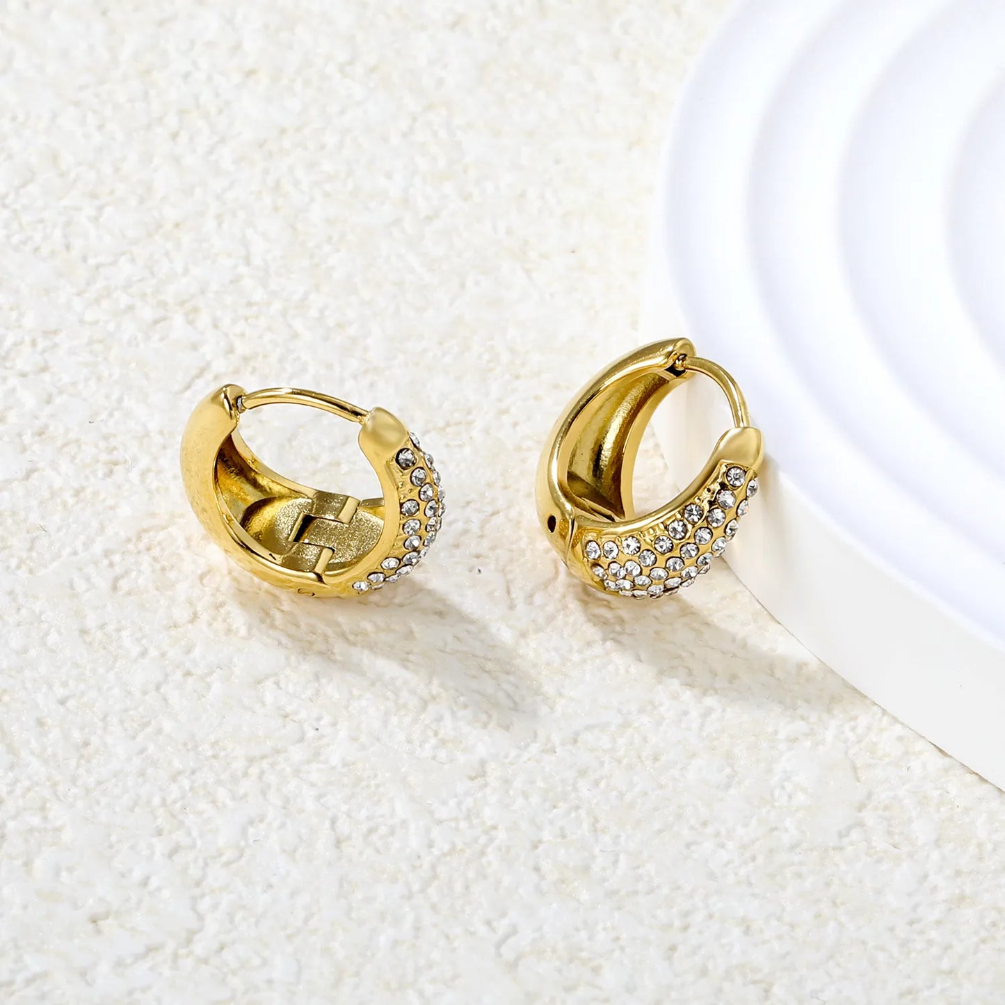 🌈 ✨Wholesale 15.6mm Zircon Ear Clips | 5 Colors Steel/Gold Non-Piercing