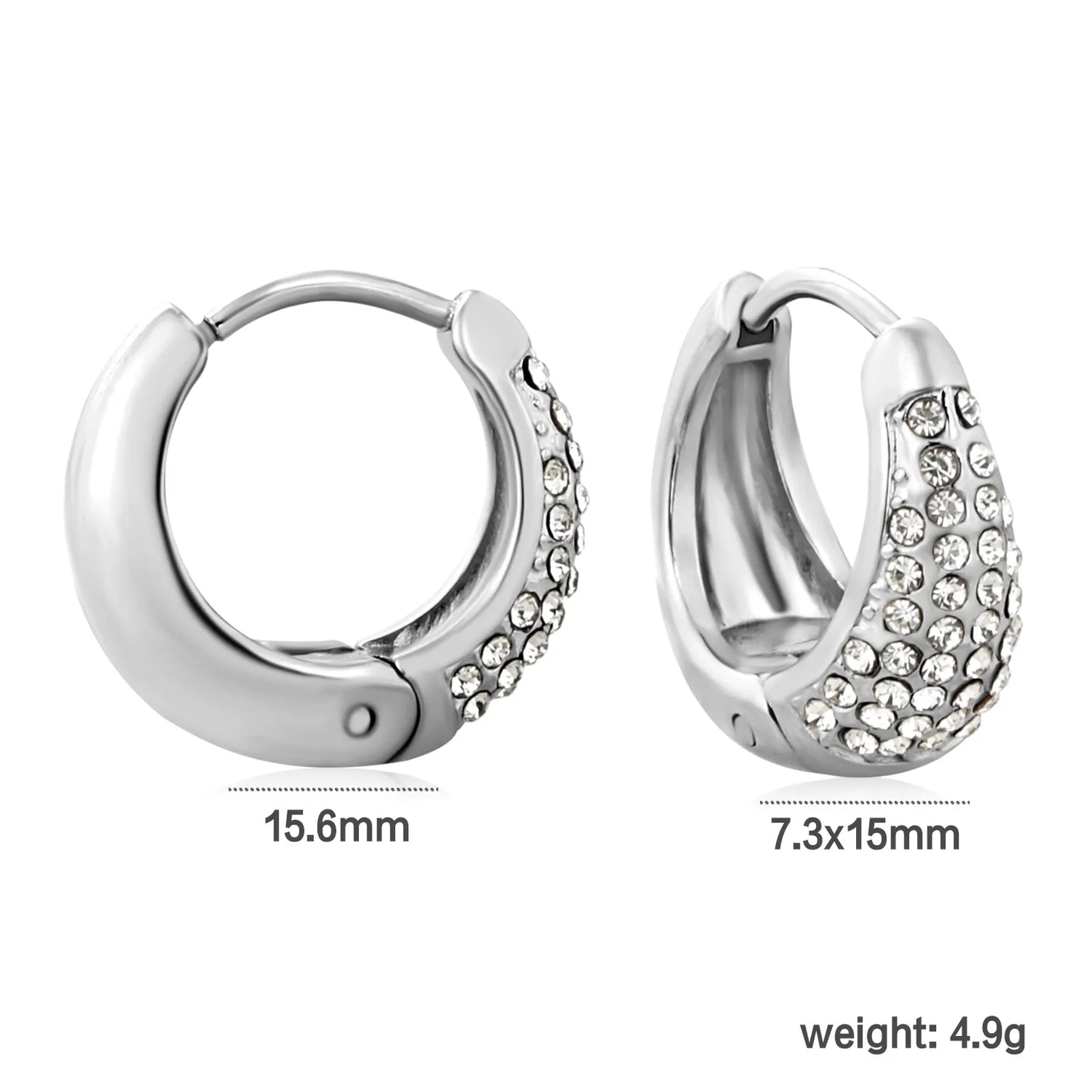 🌈 ✨Wholesale 15.6mm Zircon Ear Clips | 5 Colors Steel/Gold Non-Piercing