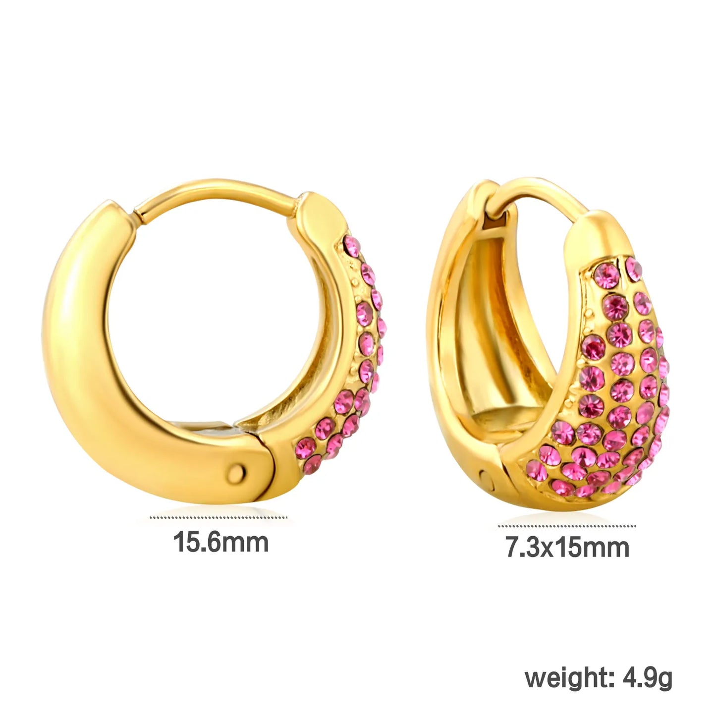 🌈 ✨Wholesale 15.6mm Zircon Ear Clips | 5 Colors Steel/Gold Non-Piercing
