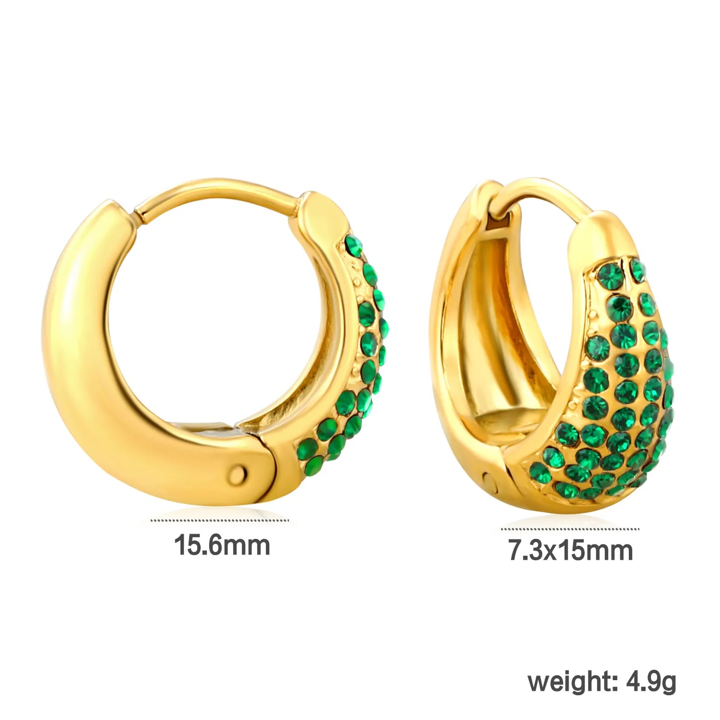 🌈 ✨Wholesale 15.6mm Zircon Ear Clips | 5 Colors Steel/Gold Non-Piercing