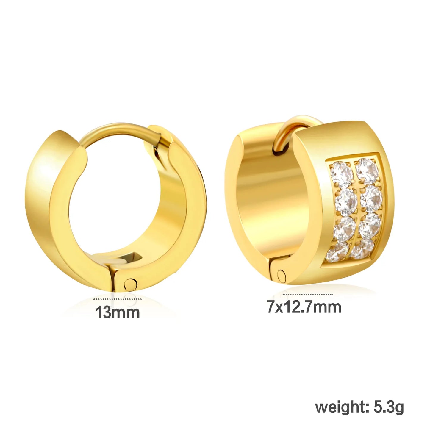 ✨ Wholesale 7pcs 13mm CNC Ball Ear Clips | White Zircon Gold