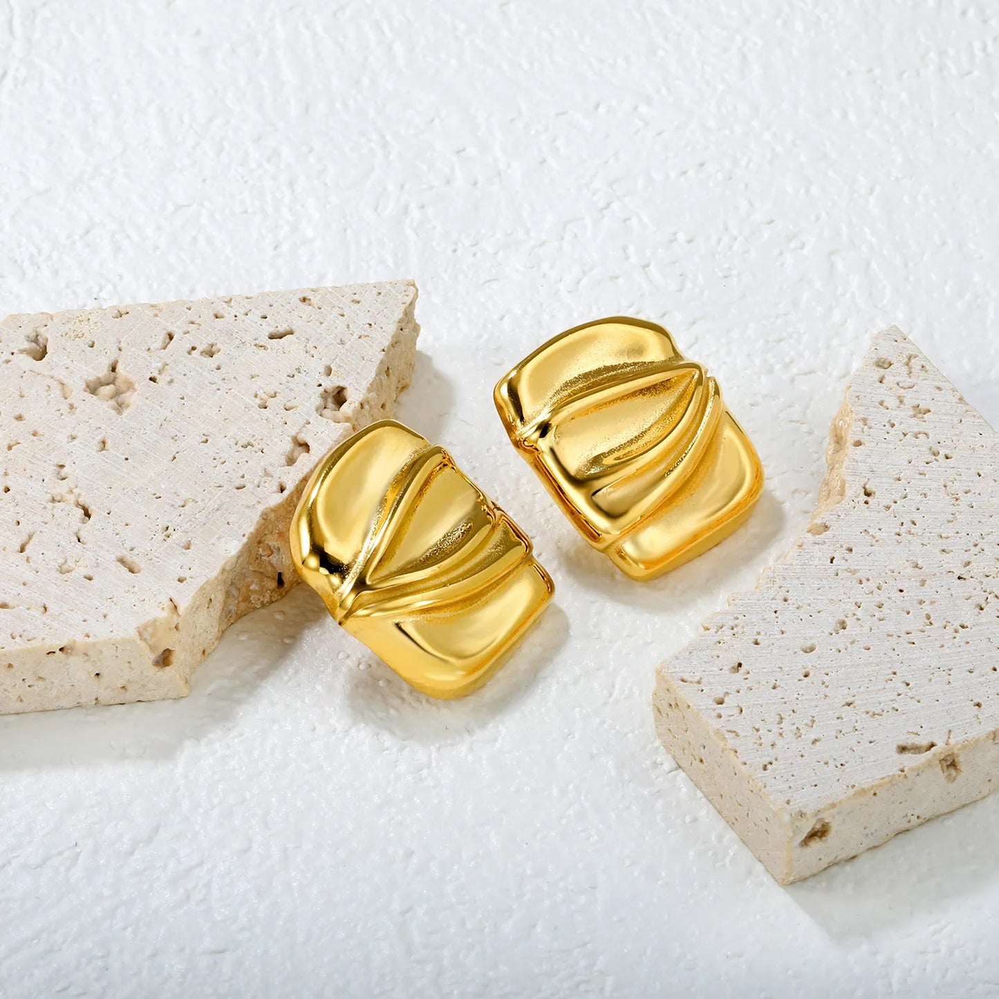 ✨📌 Wholesale Gold Button Studs | 24x28mm Rectangular Earrings