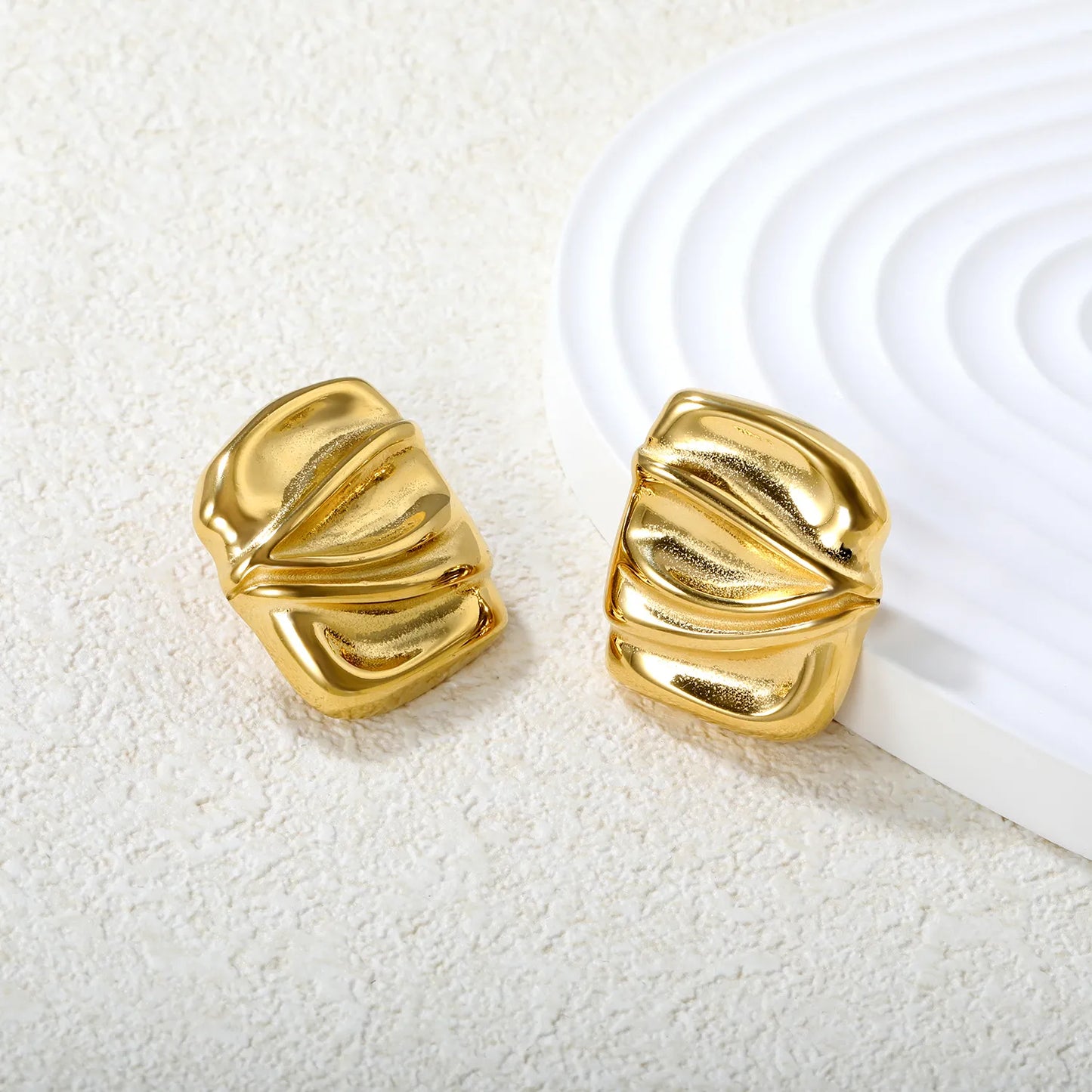 ✨📌 Wholesale Gold Button Studs | 24x28mm Rectangular Earrings