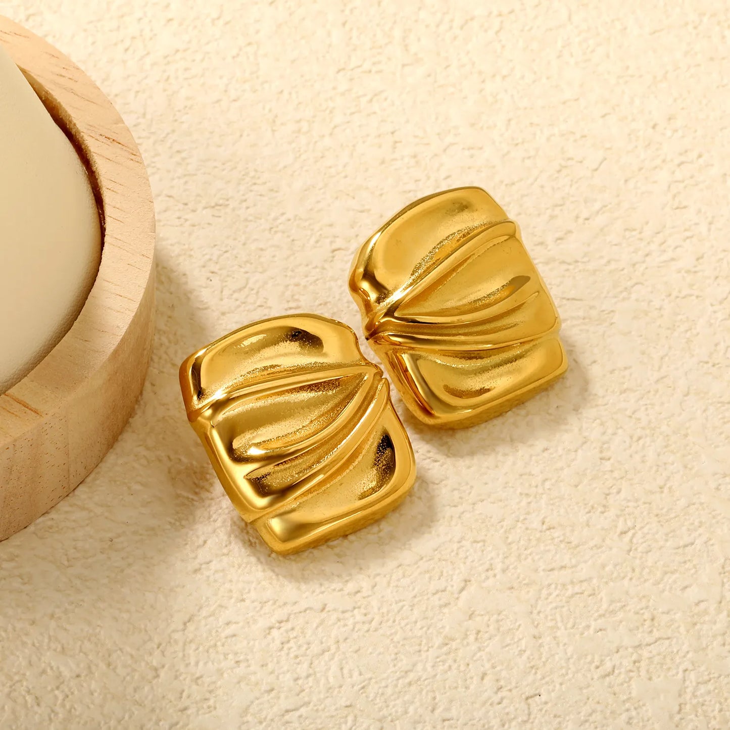 ✨📌 Wholesale Gold Button Studs | 24x28mm Rectangular Earrings