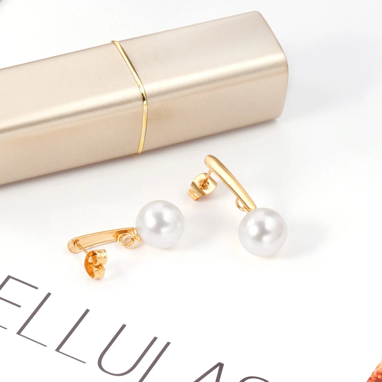 ✨ Wholesale 12mm Matte Bead Earrings | Two-Tone Gold | Hypoallergenic