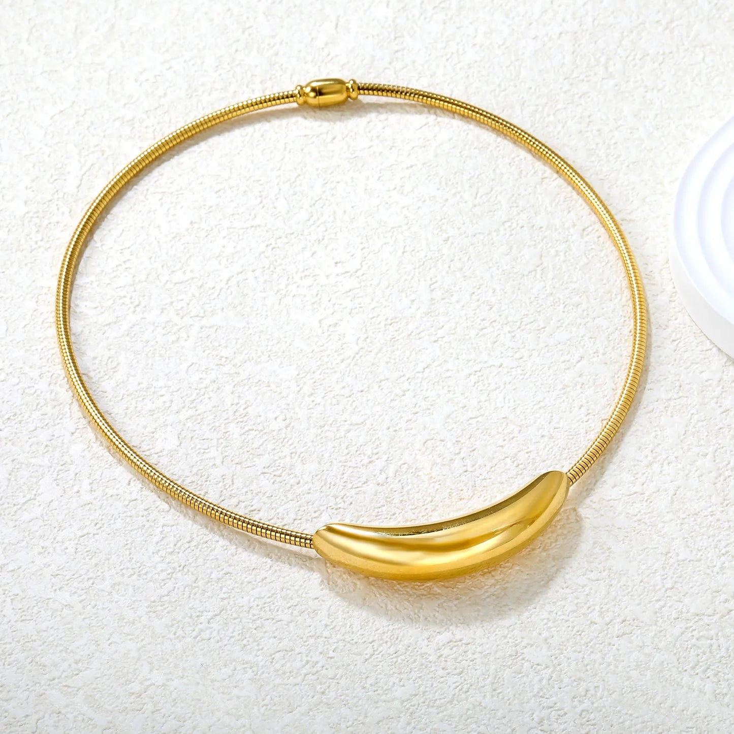 ✨ Wholesale 12x55mm Hollow Arc Snake Chain 40cm | 3.0 Spring Steel/Gold