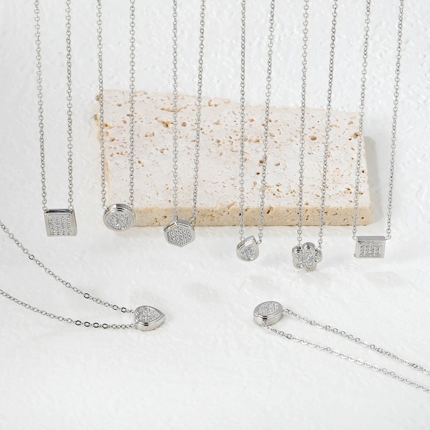 ✨ Stainless Steel Necklaces With Eight Shape Wholesale (12+ Pieces) | Hypoallergenic & Tarnish-Free 🌍 | Trendy Pendants & Chains