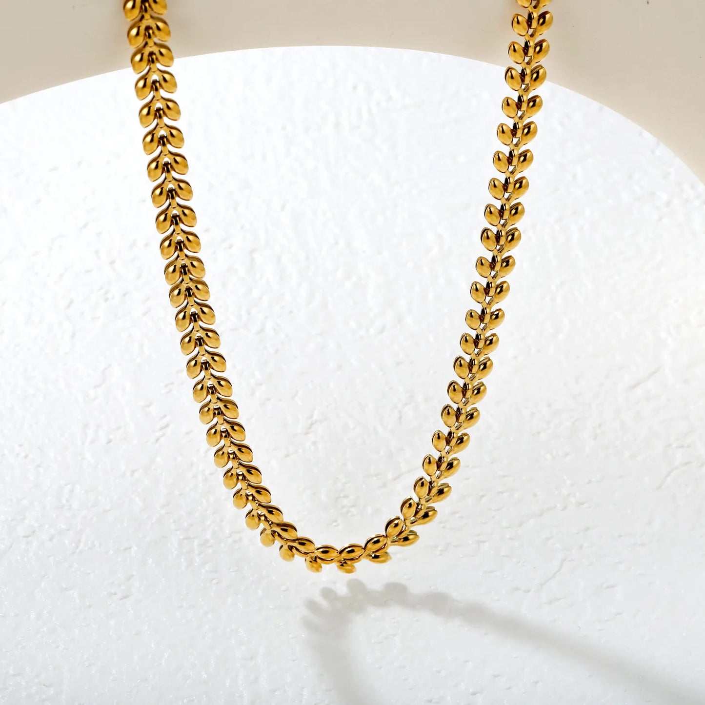 💛 Wholesale Heart Wheat Chain 40+5cm +6mm Tag | Gold Stainless Steel