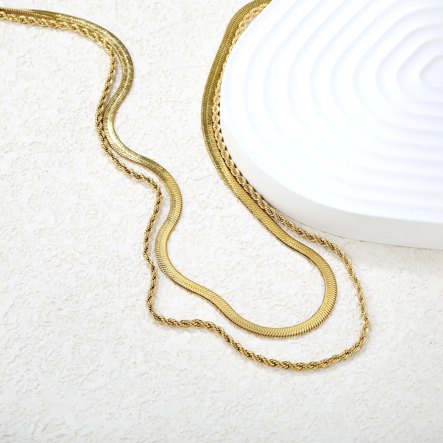 ✨ Wholesale 3mm Blade + 2mm Twist Dual Chain 40+5cm | 10x3mm Bar Tag