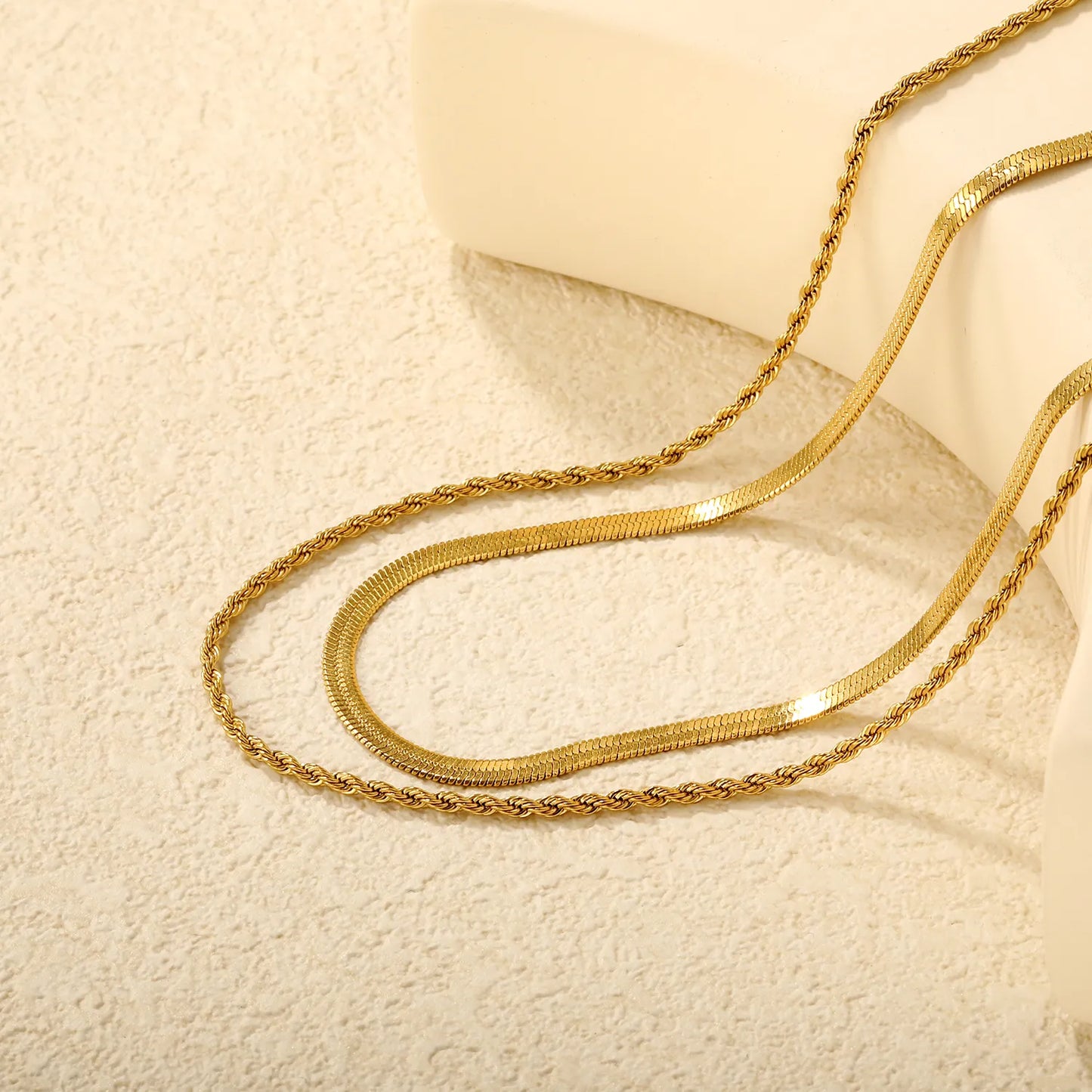 ✨ Wholesale 3mm Blade + 2mm Twist Dual Chain 40+5cm | 10x3mm Bar Tag