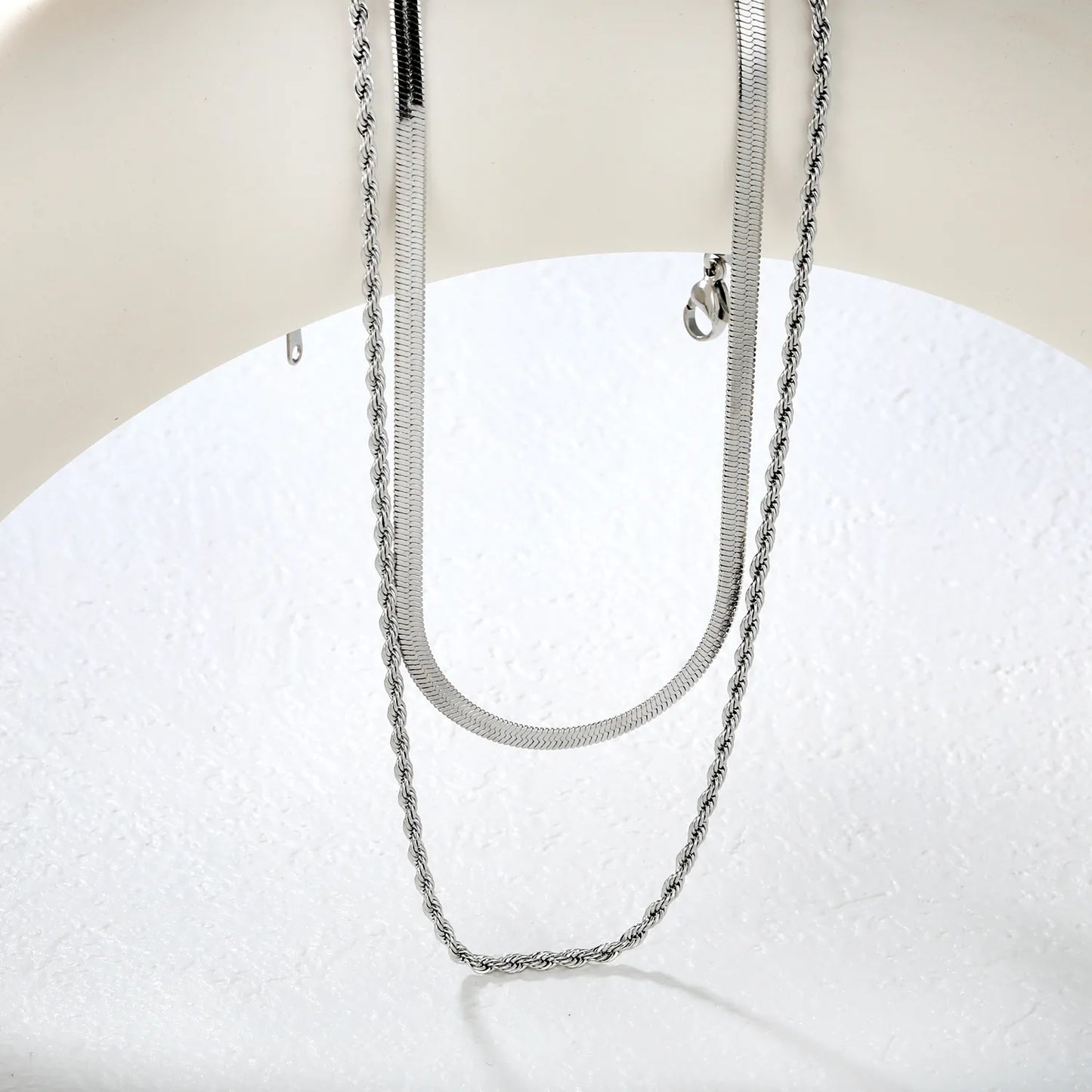 ✨ Wholesale 3mm Blade + 2mm Twist Dual Chain 40+5cm | 10x3mm Bar Tag