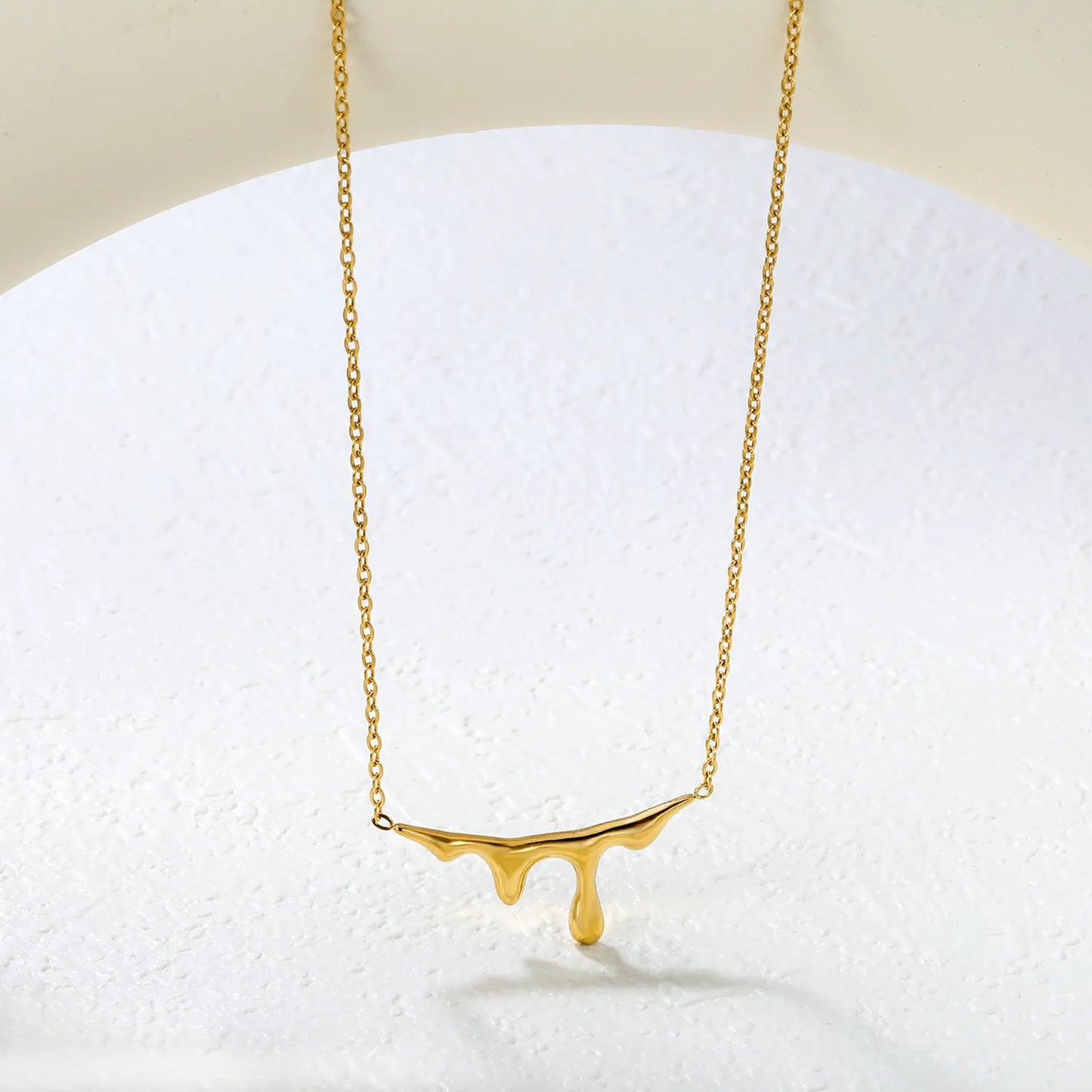 ✨Wholesale Gold Teardrop Necklace: 15*30mm Pendant + 1.2mm Rope Chain 43+5cm | Stainless Steel Adjustable Jewelry Bulk💧