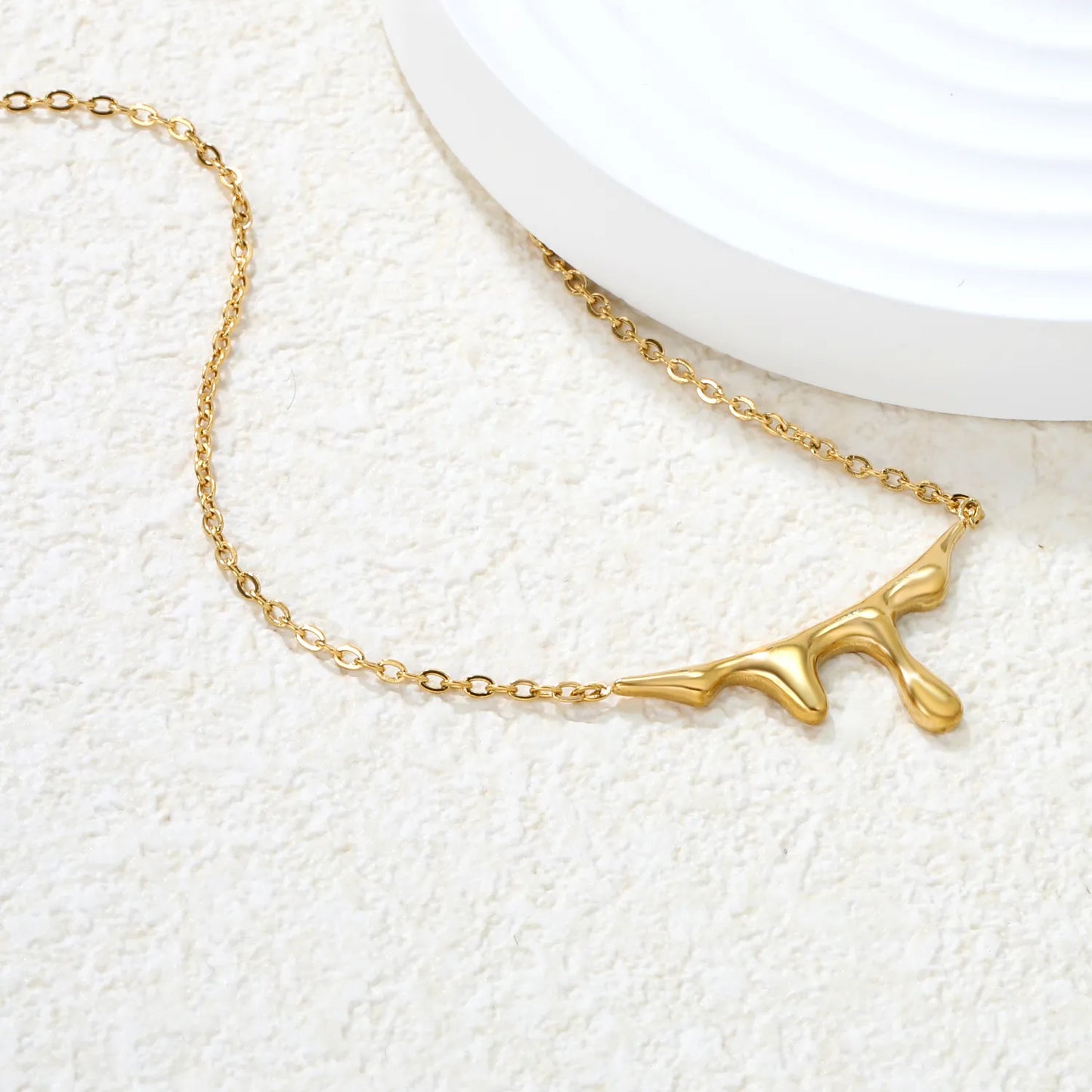 ✨Wholesale Gold Teardrop Necklace: 15*30mm Pendant + 1.2mm Rope Chain 43+5cm | Stainless Steel Adjustable Jewelry Bulk💧