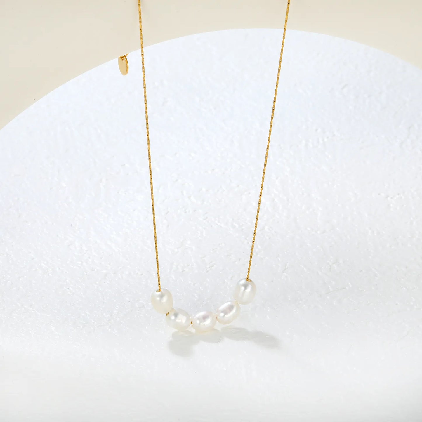 🌊 Wholesale 5x6*7mm Pearl Cross Necklace | 40+5cm +6mm Tag Gold