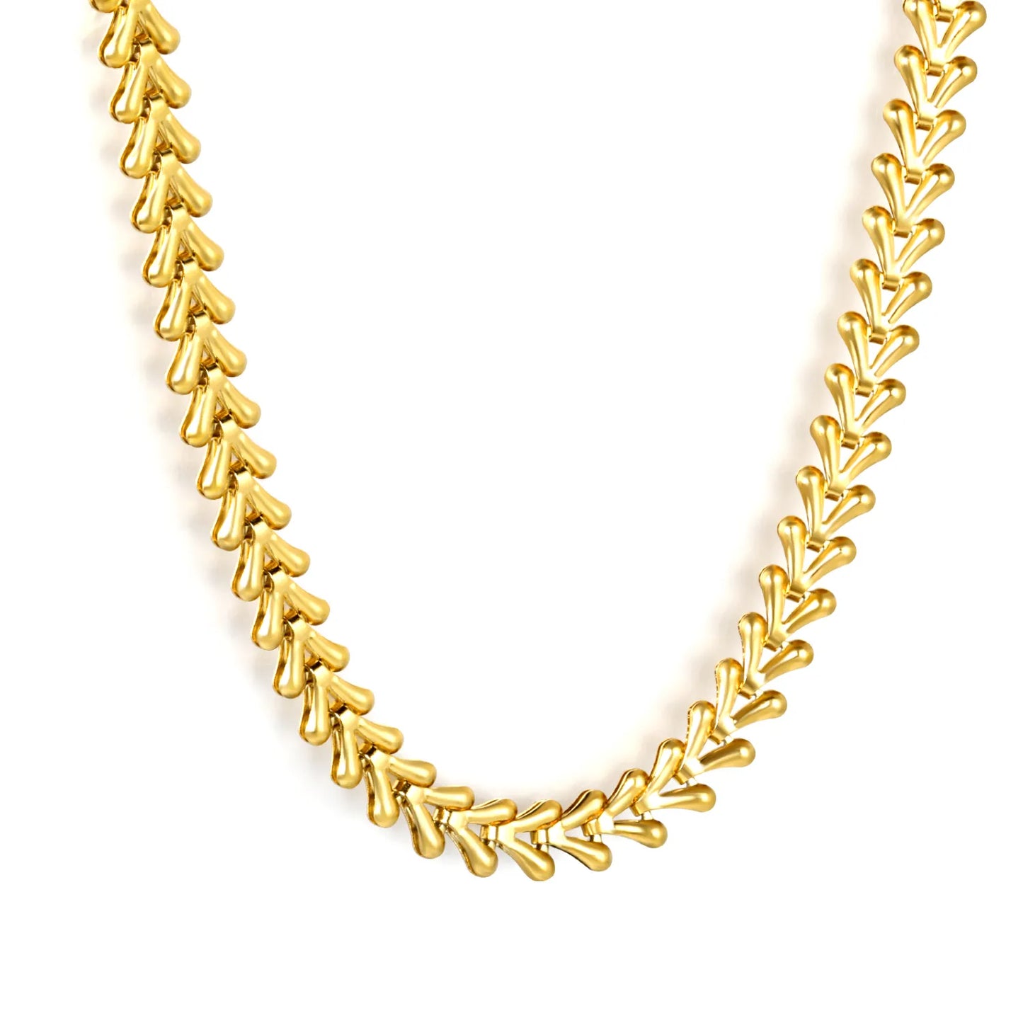 💛 Wholesale Heart Wheat Chain 40+5cm +6mm Tag | Gold Stainless Steel